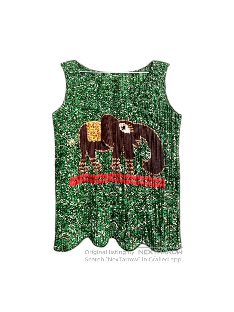 Issey Miyake Issey Miyake Green Elephant Earrings Sleeveless Vest Size L / US 10 / IT 46 - 3 Thumbnail