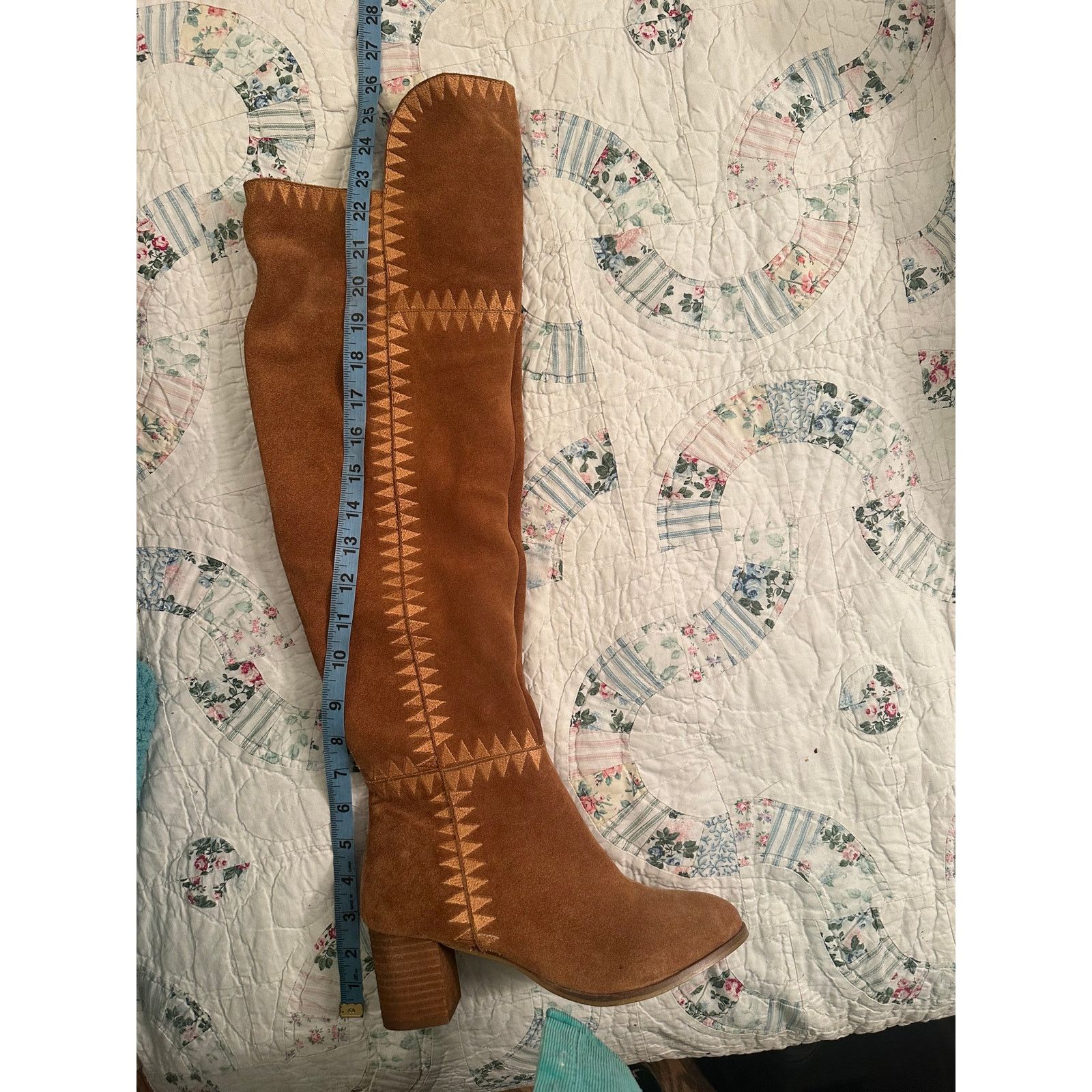Anthropologie NEW ANTHROPOLOGIE $265 EMBROIDERED SUEDE OVER THE KNEE BOOTS Size US 8 / IT 38 - 2 Thumbnail