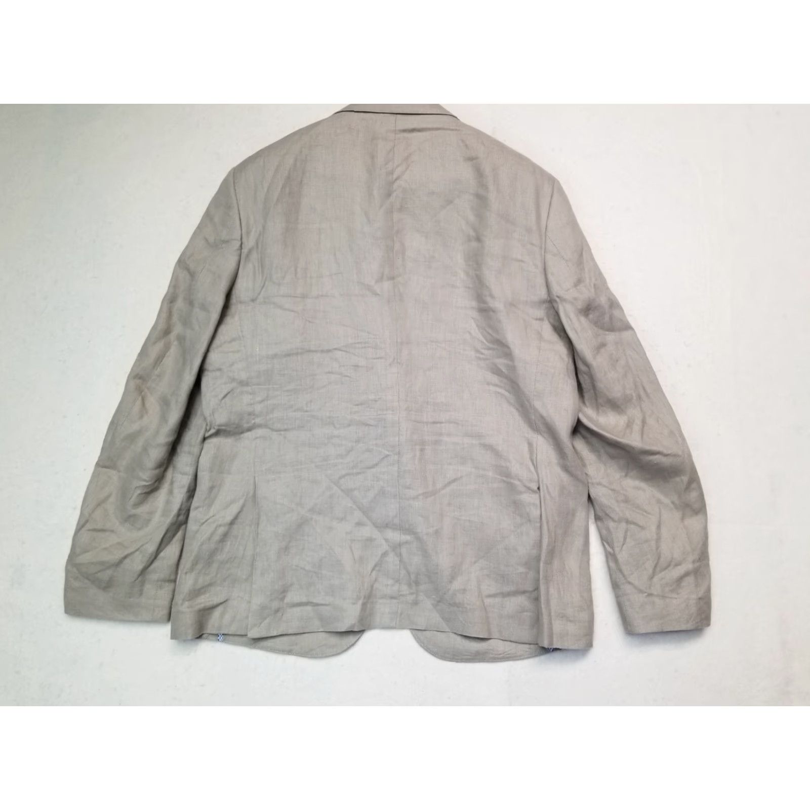 Vintage frank stella Blazer Jacket Linen 44R Beige Men Navy Nautical Resort Coastal 2 Button 4 Button Blazer Size 44R - 2 Thumbnail