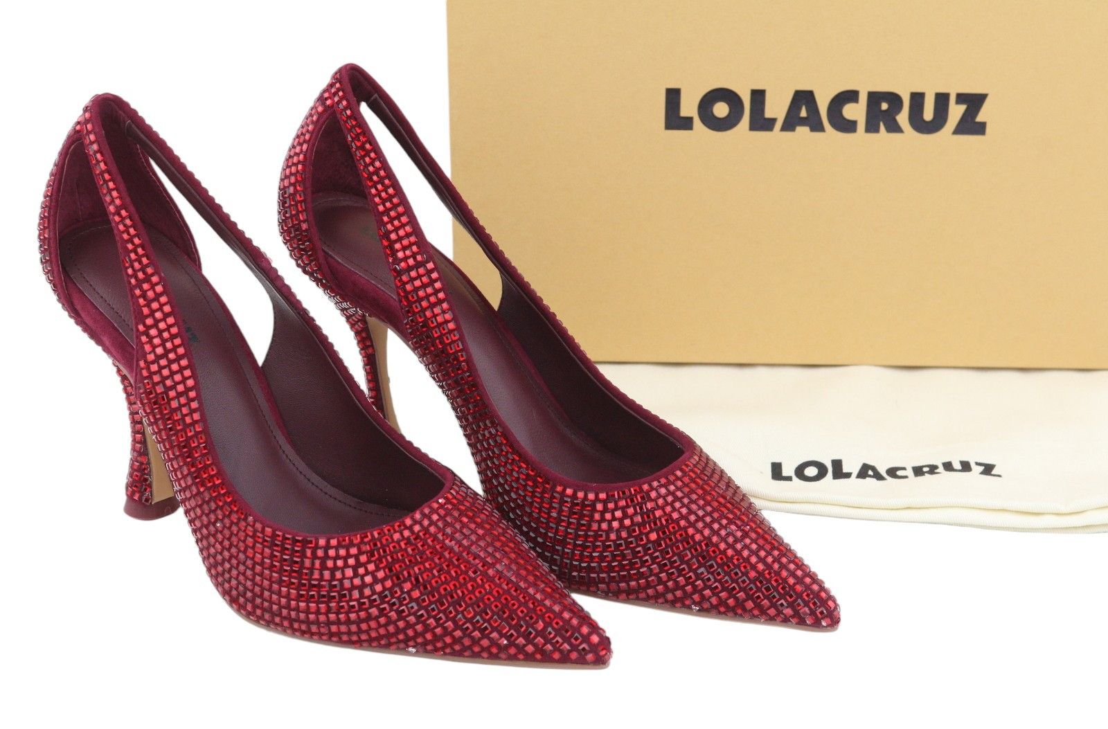 Other LOLA CRUZ NOWA EU36 Red Leather Cristal Shiny Pointed 87547 Size US 5 / IT 35 - 1 Thumbnail