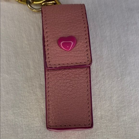 Miu Miu Miu Miu Mirror & Lipstick Holder Key Chain in Pink Leather Size ONE SIZE - 3 Thumbnail