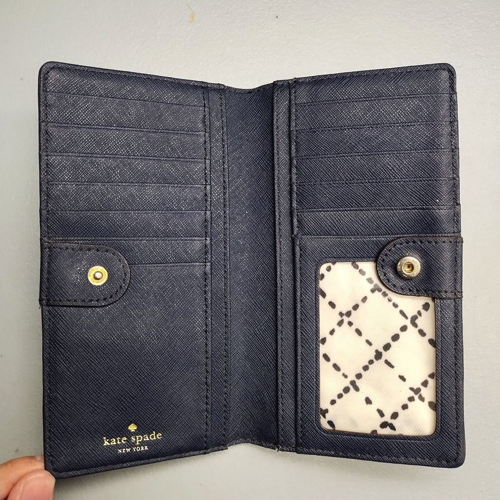 Vintage kate spade new york Laurel Way Stacy Clutch Wallet Womens Navy Snap Closure Wallet Navy Women’s Basic Pattern Solid Vintage No Size ONE SIZE - 3 Thumbnail