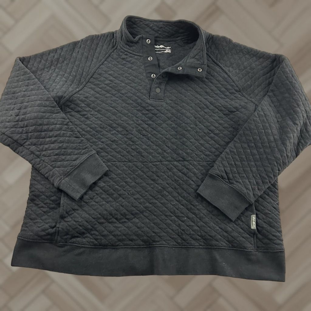 Eddie Bauer Eddie Bauer Jacket Mens XL Snap Button Pullover Quilted Dark Gray Regular Cotton Blend Front Closure Size US XL / EU 56 / 4 - 1 Thumbnail