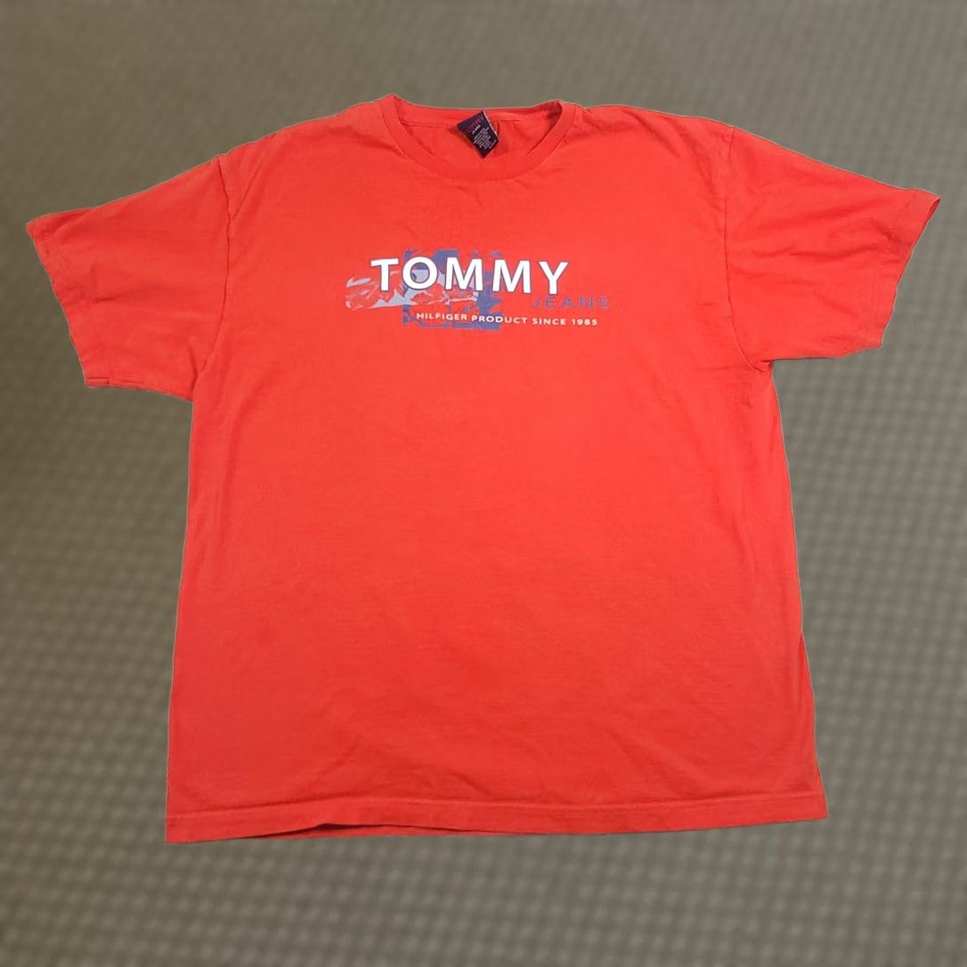 Tommy Hilfiger VINTAGE Tommy Hilfiger Shirt Mens XL Orange Graphic Hawaiian Y2K Double-Sided Size US XL / EU 56 / 4 - 1 Thumbnail