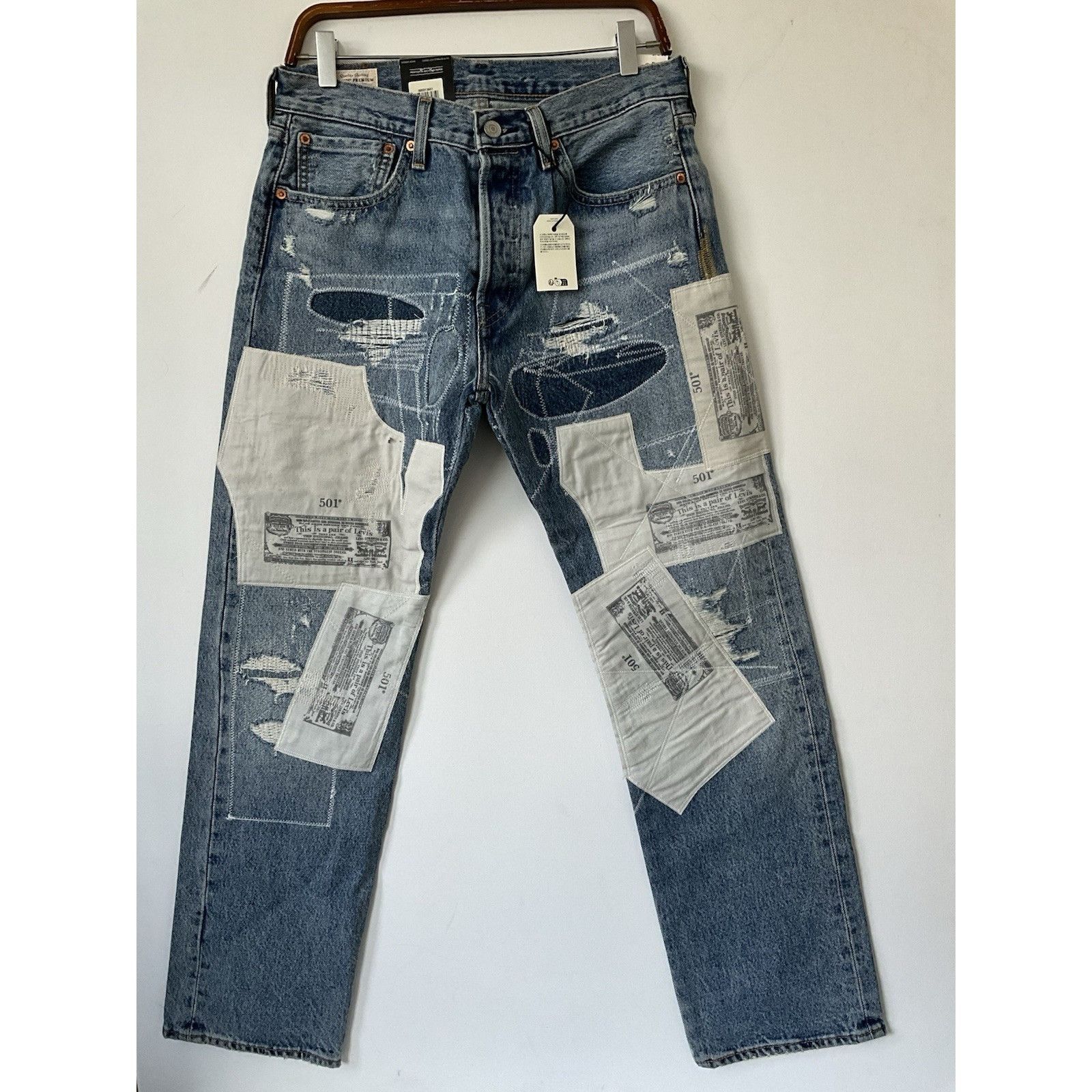 Levi's Levi's 501 Original Selvedge PatchJeans 31x30 NWT Distressed Size US 31 - 2 Thumbnail