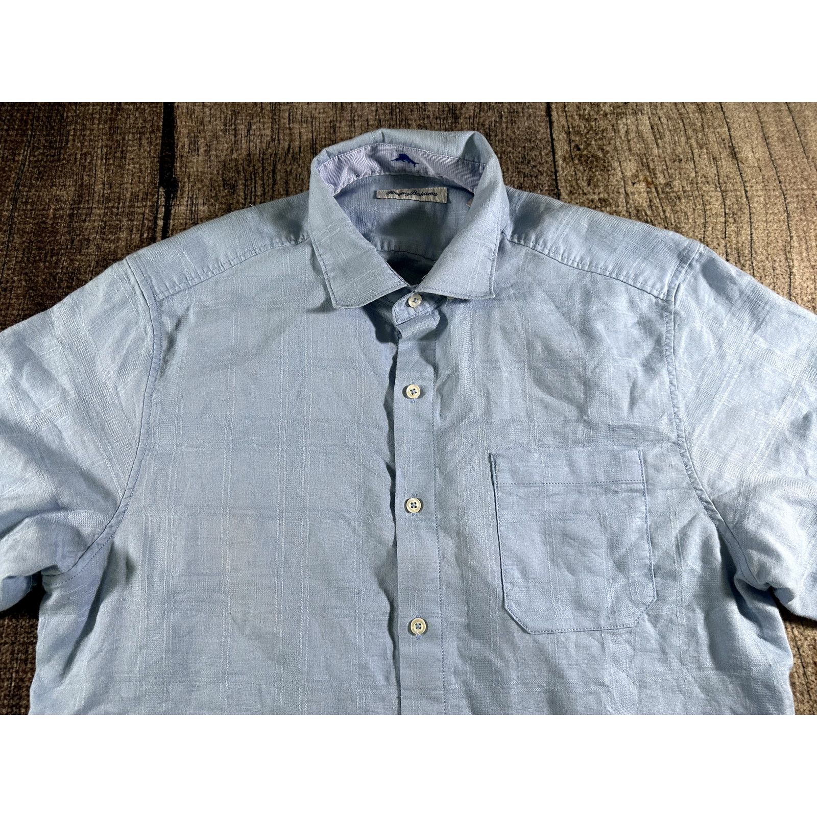 Tommy Bahama Tommy Bahama Shirt Long Sleeve Button Down Blue Linen Blend Size US L / EU 52-54 / 3 - 2 Thumbnail