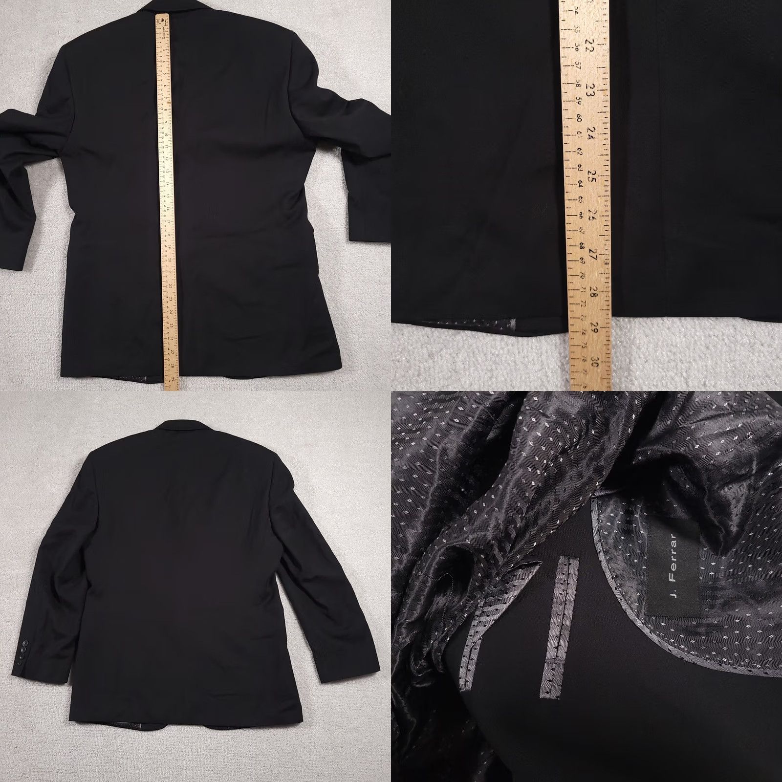 Vintage JF J.Ferrar 3 Button Black Suit Blazer Sports Coat Mens 38S Shoulder Pads Blazer Mens Regular 38 Black Cardinal? Size 38R - 8 Thumbnail