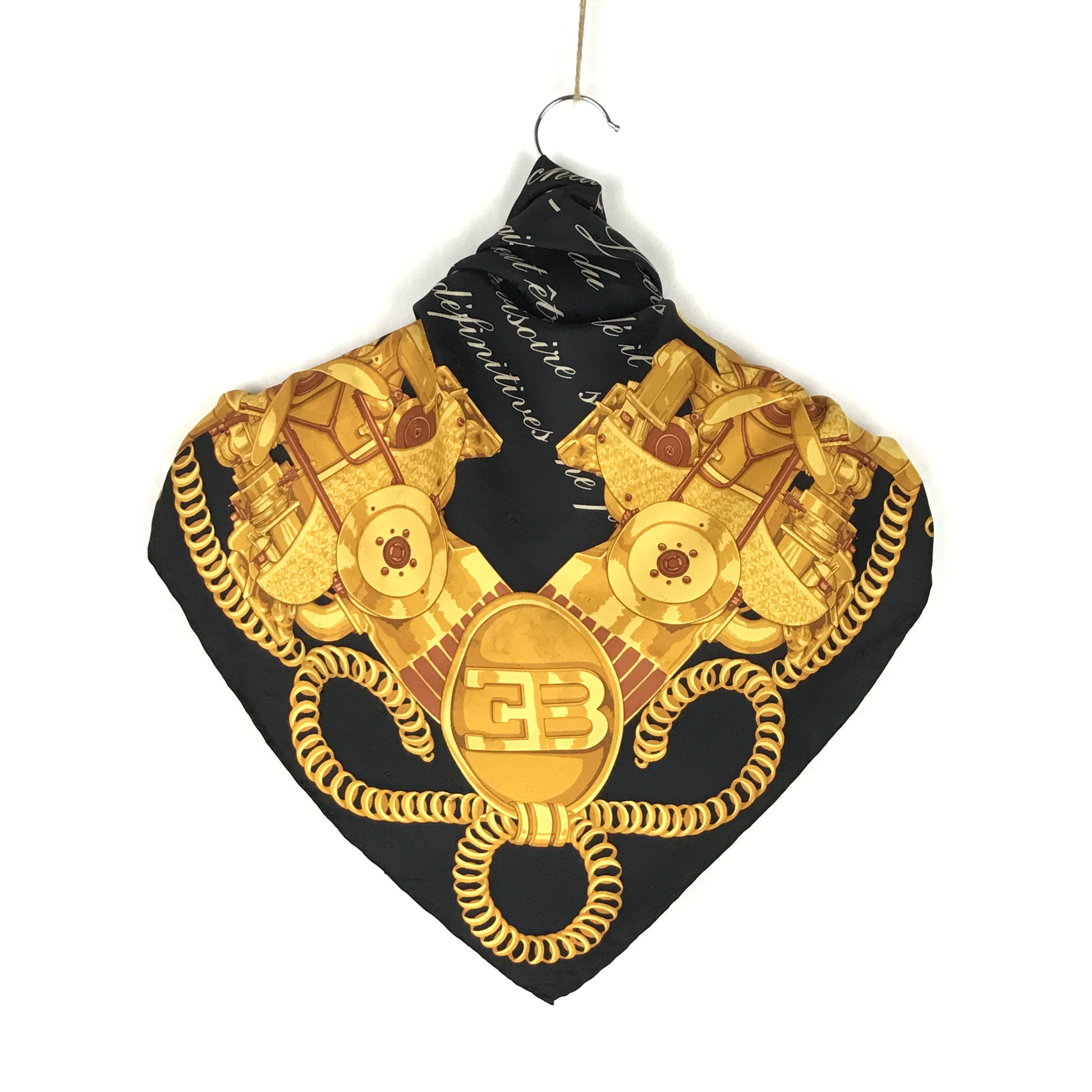 Bugatti × Vintage Vintage EB Bugatti Collection Silk Scarf Size ONE SIZE - 4 Thumbnail