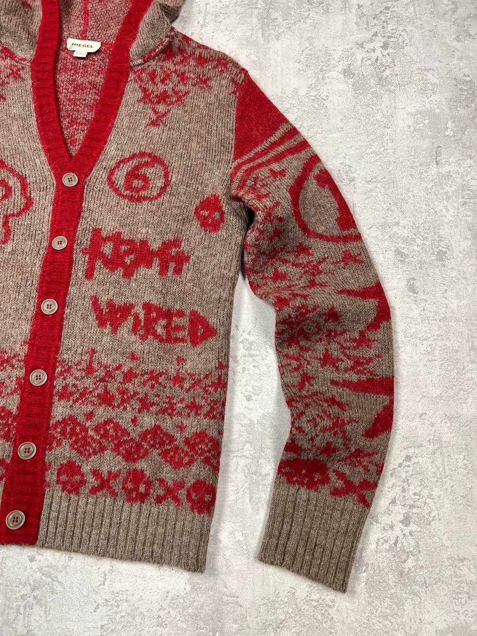 Diesel RARE Diesel Less Wired Knit Button Up Graphic Cardigan Size US XL / EU 56 / 4 - 5 Thumbnail