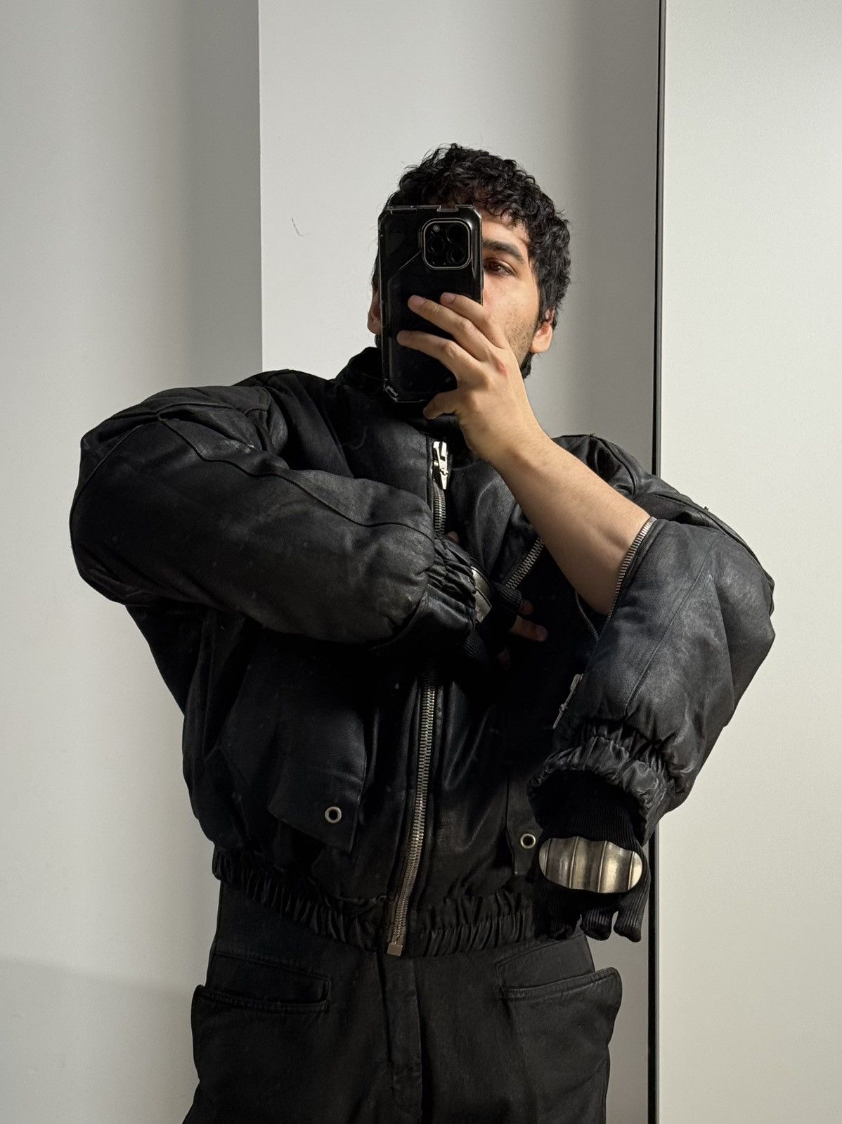 SHINE LUXURY RARE Shine Luxury “METHADONE” Layered Moto Bomber Jacket Size US S / EU 44-46 / 1 - 16 Thumbnail