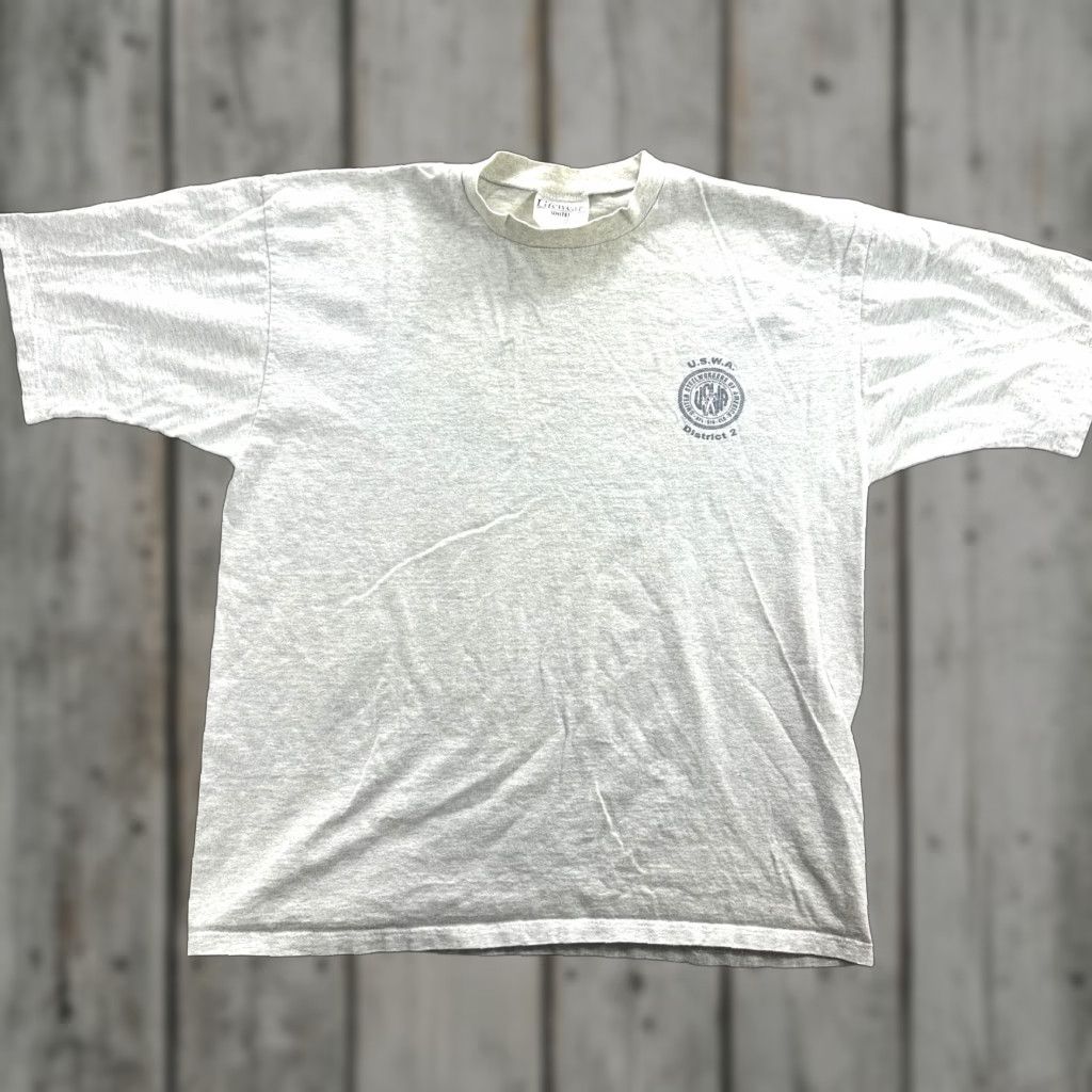 Vintage VINTAGE Lifewear USWA Steelworkers Shirt Mens XL Gray Stand Up For Steel Graphic Union 90s USA 100% preshrunk cotton Tee Size US XL / EU 56 / 4 - 1 Thumbnail