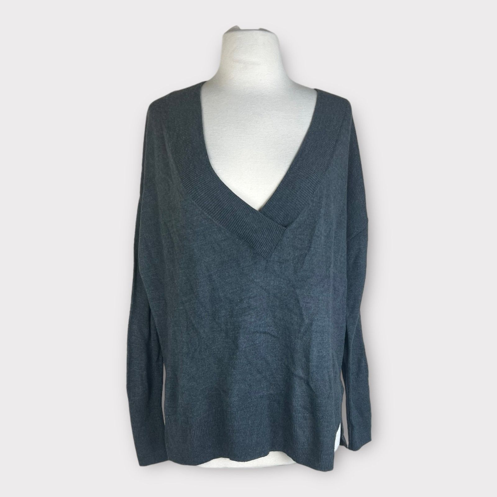 14th & Union 14 & Union | Deep V-Neck Gray Oversized Sweater | Small Size S / US 4 / IT 40 - 1 Thumbnail