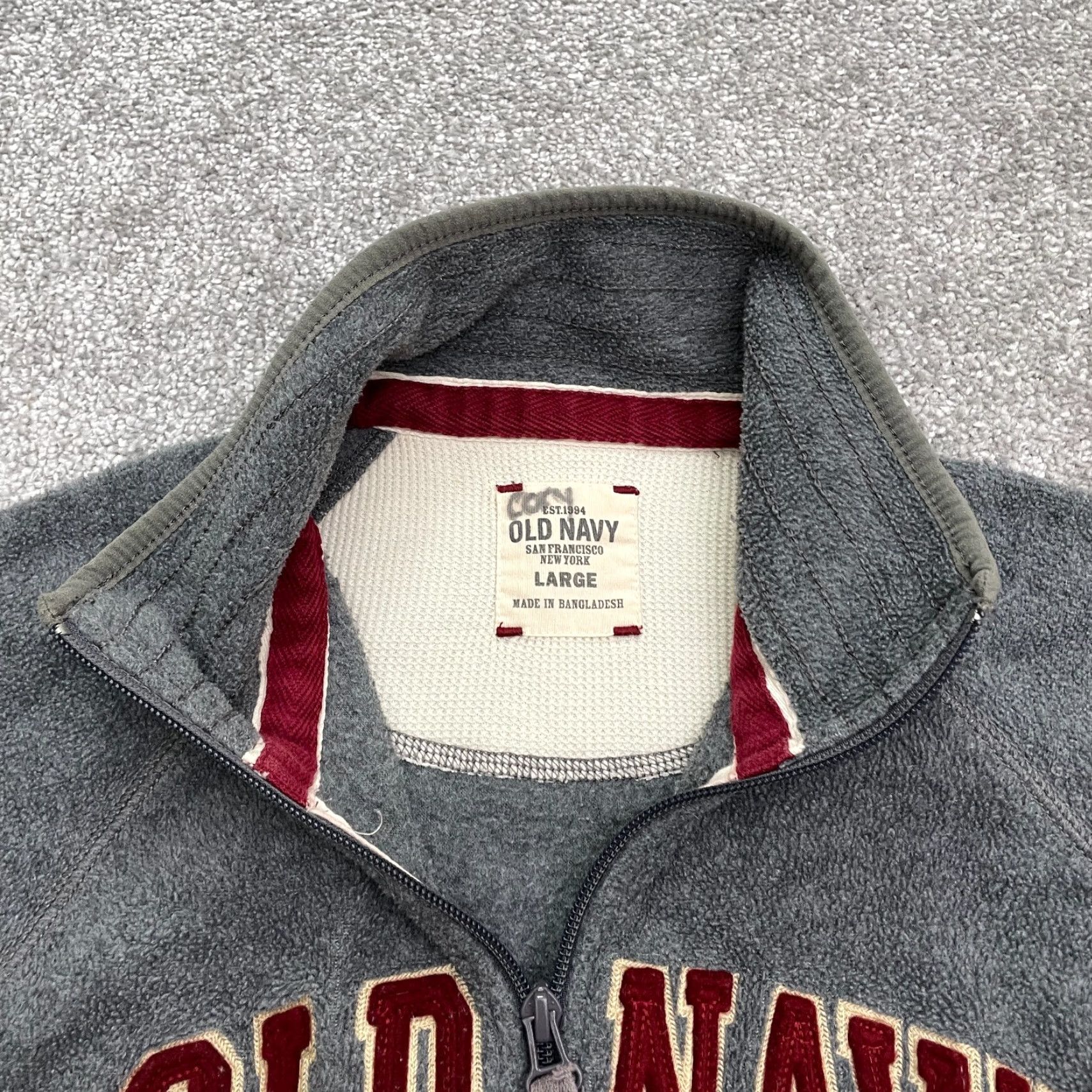 Old Navy Old Navy Sweatshirt Mens Large 1/4 Zip Mock Neck Fleece Gray Graphic Logo Pullover Size US L / EU 52-54 / 3 - 5 Thumbnail