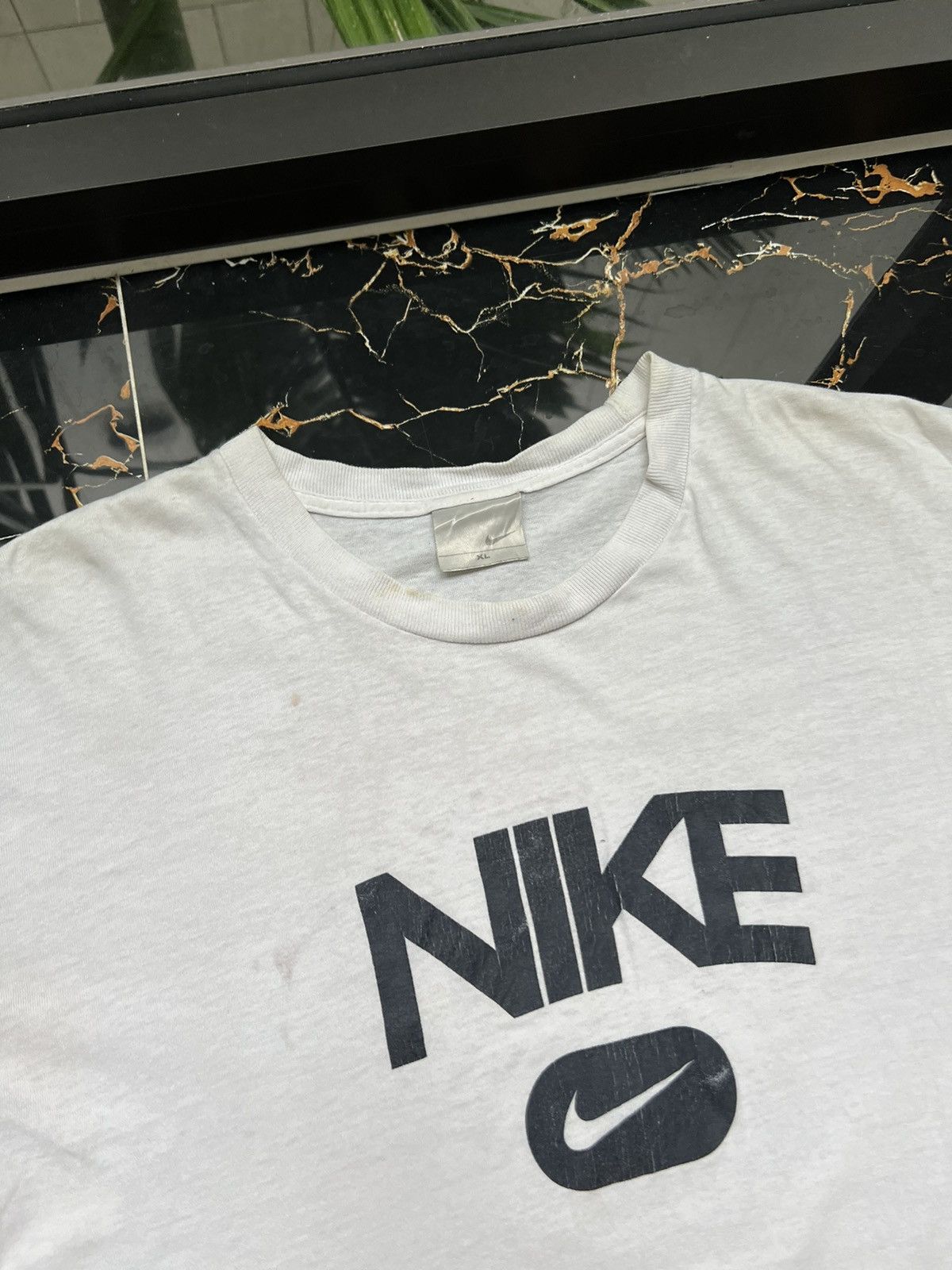 Nike × Vintage 90's NIKE SPELLOUT SWOOSH LOGO Y2K RARE TEE BIG LOGO Size US XL / EU 56 / 4 - 4 Thumbnail