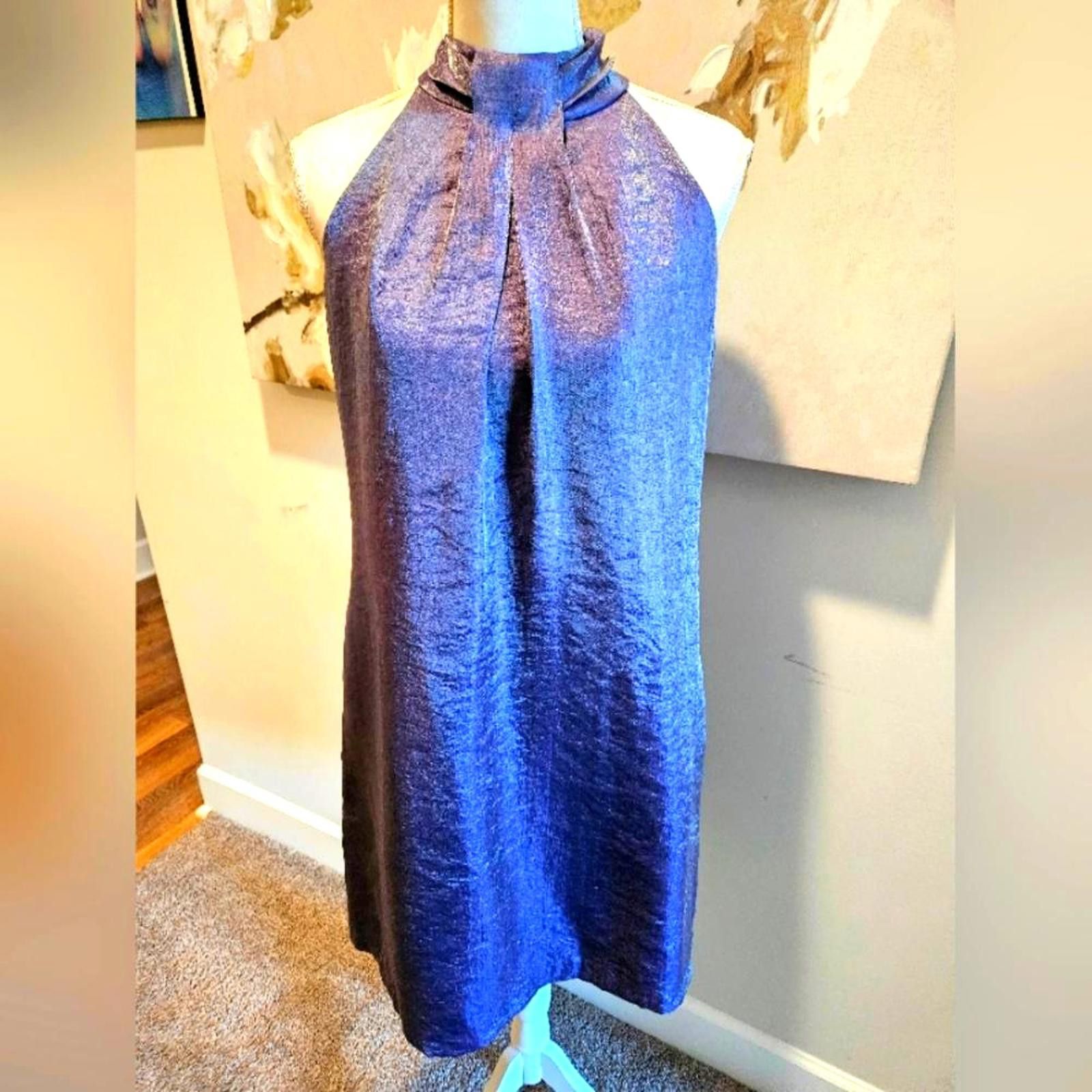 Designer I,N, Studio Purple Sheen Fabric Halter Neck Dress Size M / US 6-8 / IT 42-44 - 1 Thumbnail