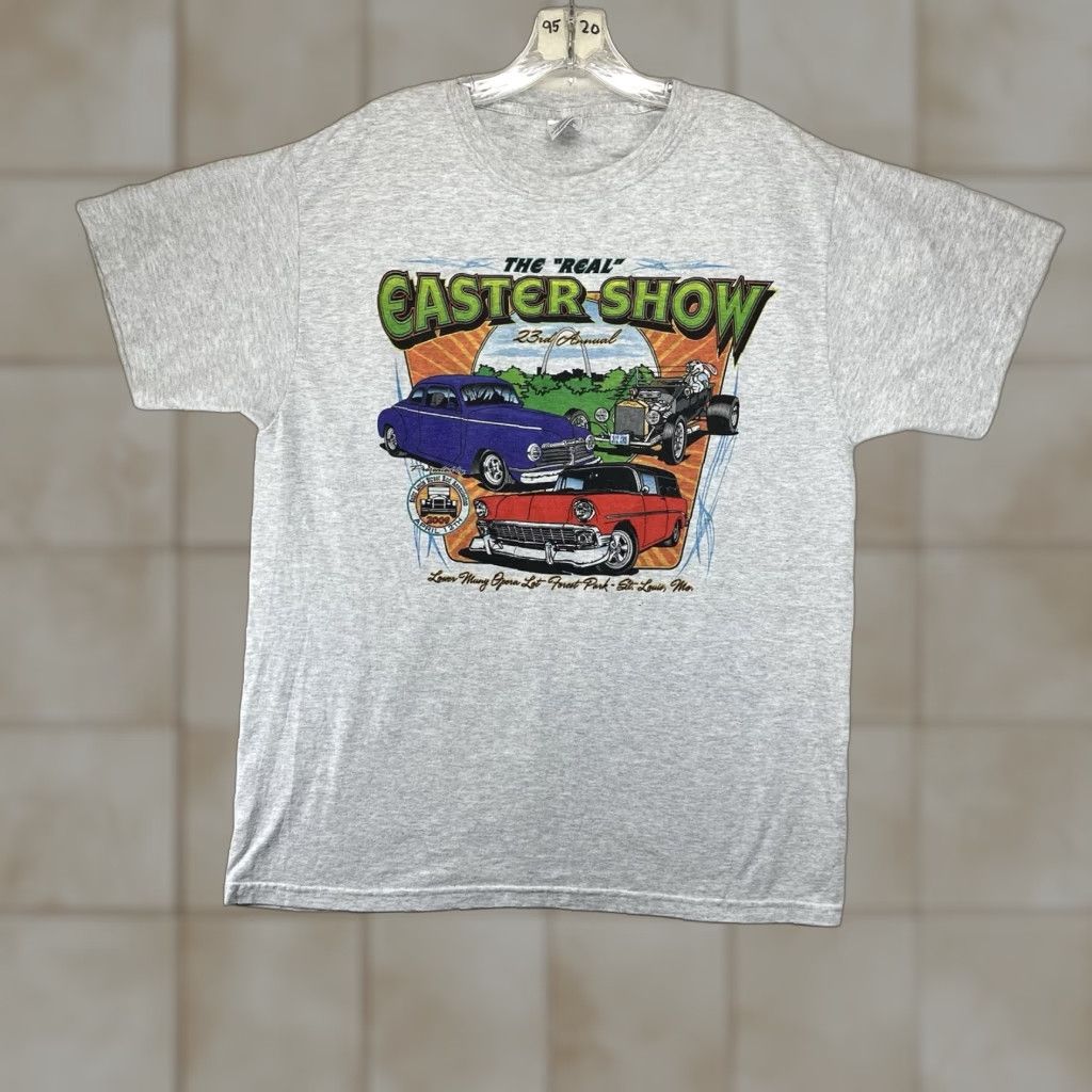 Jerzees VINTAGE Mens T-Shirt Street Rod Logo 2009 St. Louis Street Rod Association Real Easter Show Gray L Size US L / EU 52-54 / 3 - 1 Thumbnail