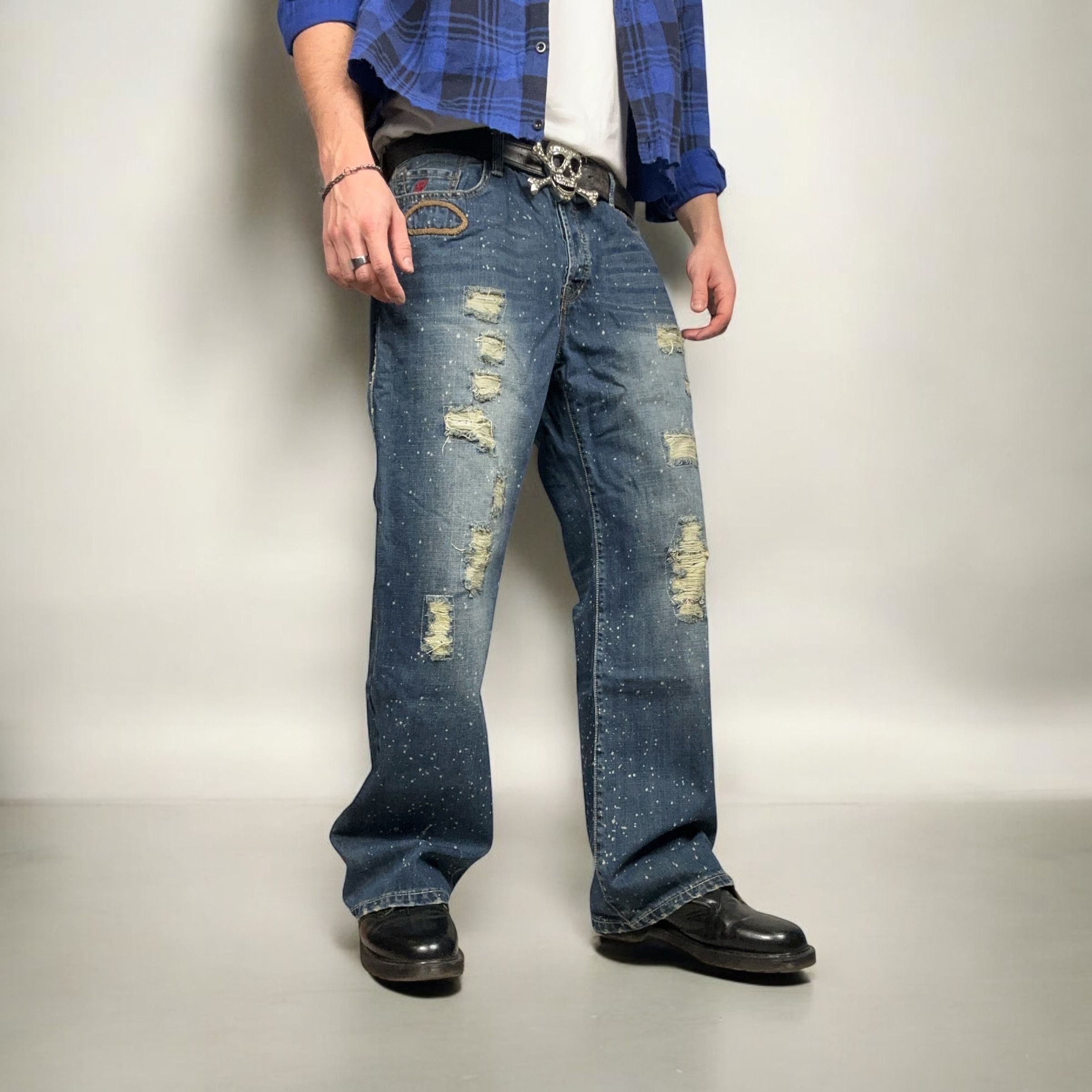 Japanese Brand × Vintage Vintage y2k Reworked Painter Baggy Denim Pants Jeans Size US 34 / EU 50 - 3 Thumbnail