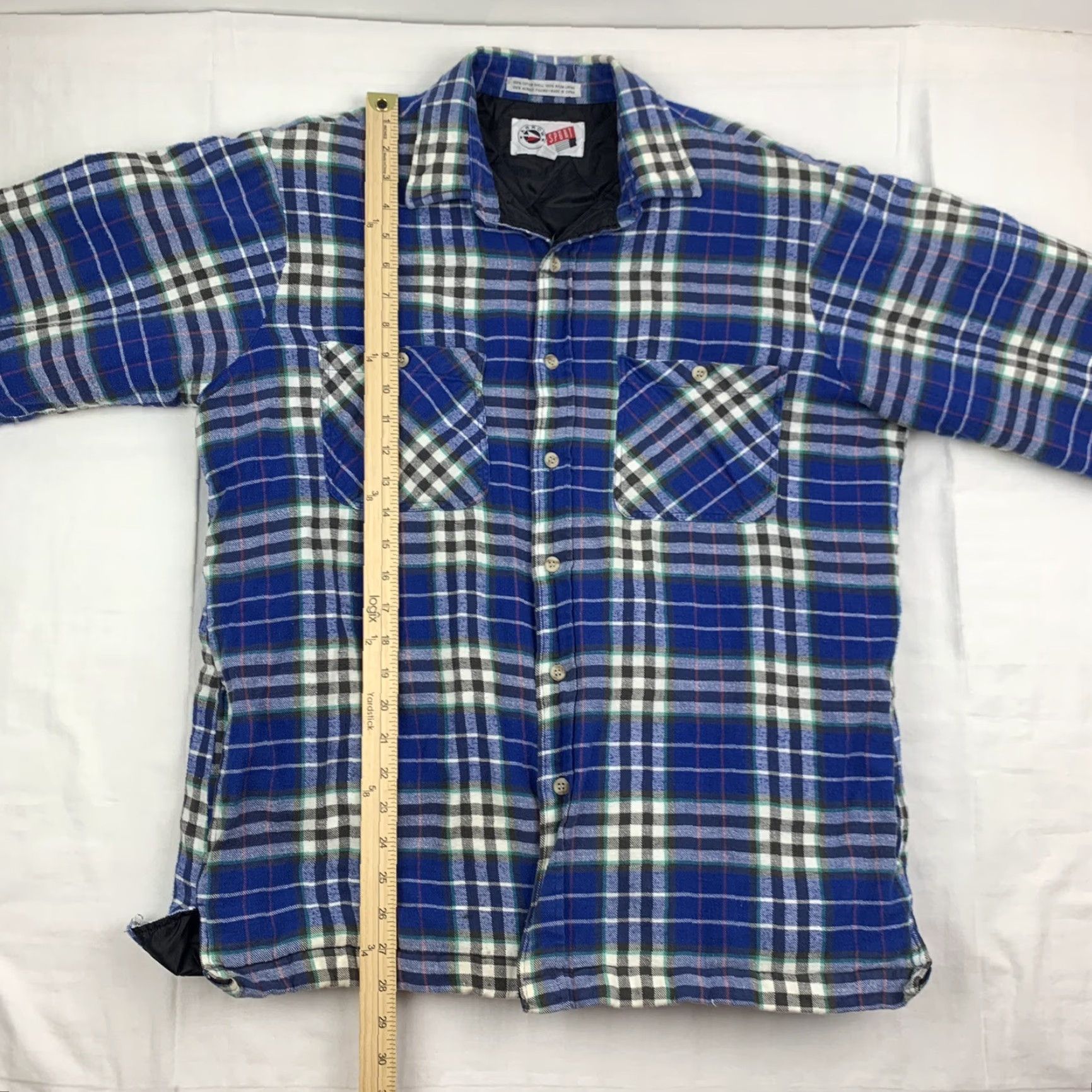 Arrow VINTAGE Arrow Sport Quilted Flannel Shirt Long Sleeve Button Up Adult Large Blue Shirt Mens Size US L / EU 52-54 / 3 - 5 Thumbnail