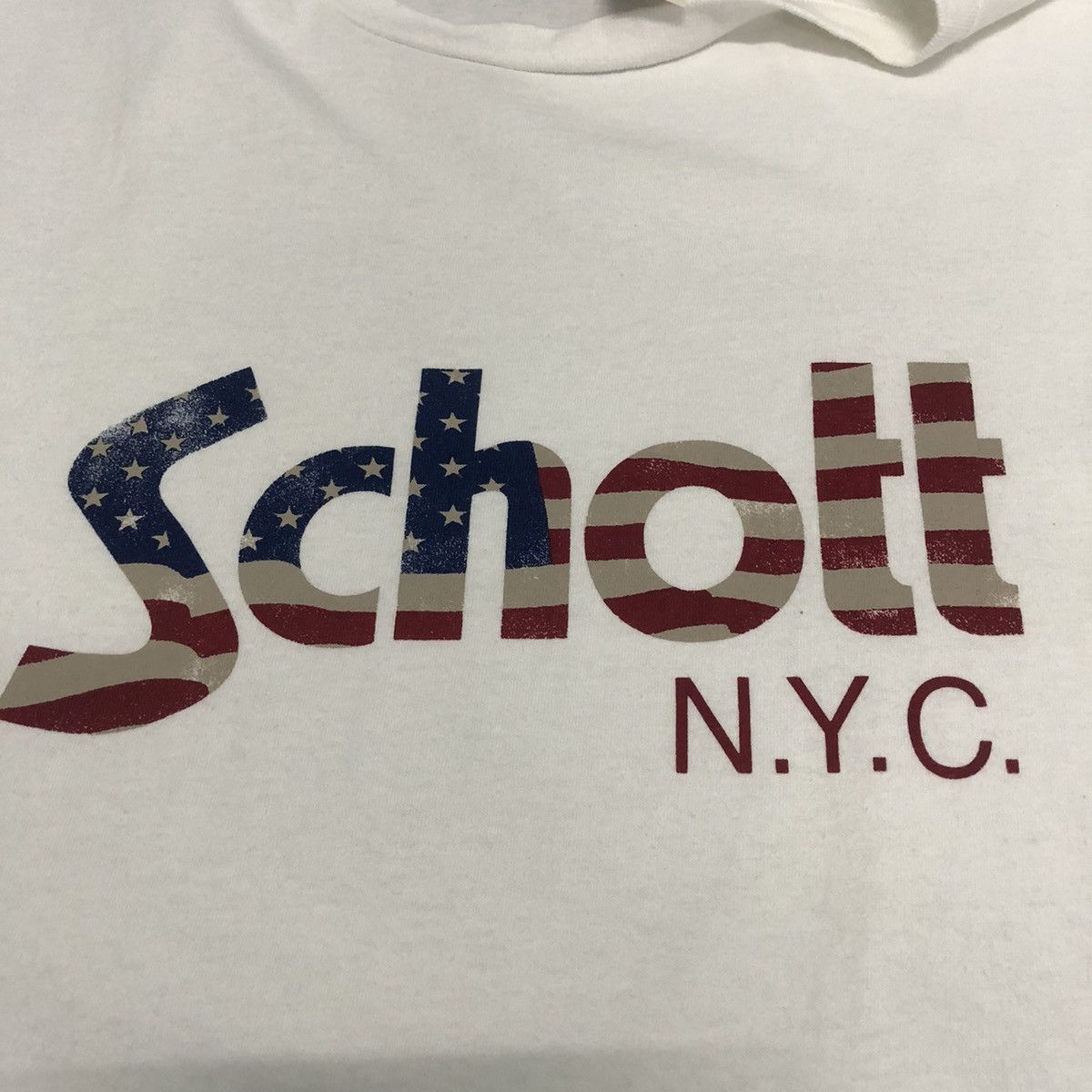 Schott × Vintage Vtg Schott NYC Spell Out Logo Tshirt Size US XXL / EU 58 / 5 - 5 Thumbnail
