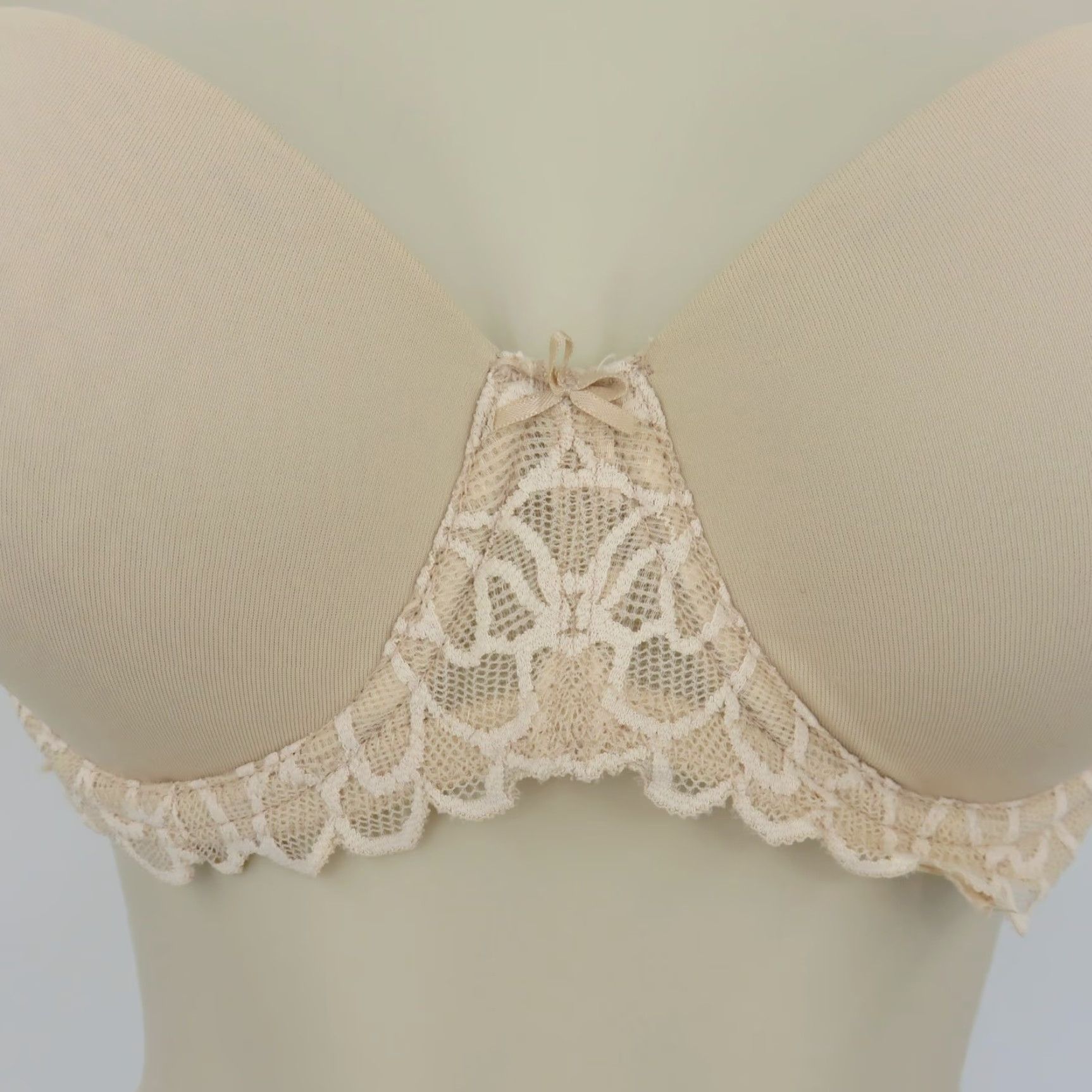 Vintage SO 36B Bra Strapless Underwire Padded Beige Bow Womens Size ONE SIZE - 3 Thumbnail