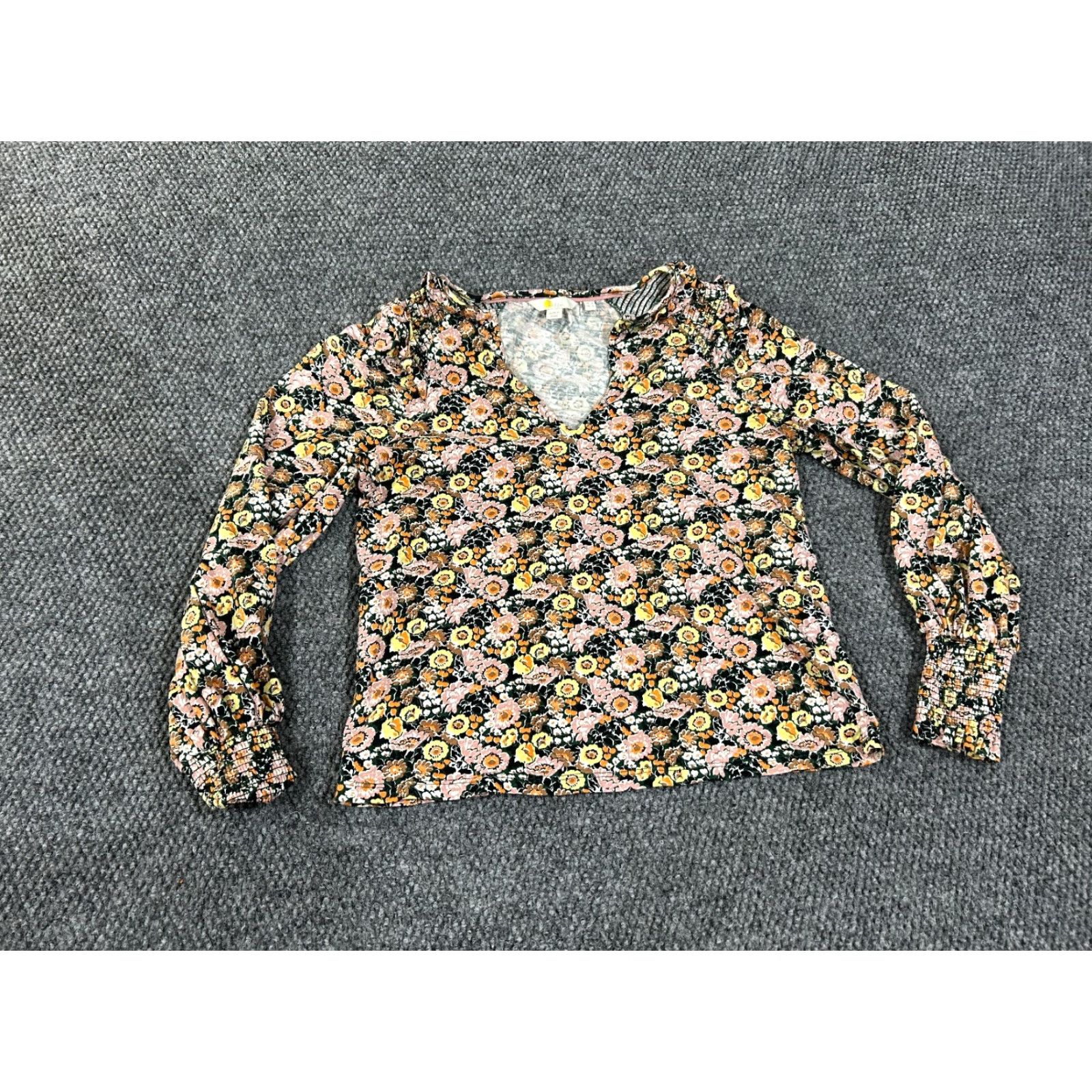 Boden Boden Blouse Womens 2 Blue Floral Bell Sleeve V-Neck Cotton Casual Spring Summer Pockets 2 Regular Size XS / US 0-2 / IT 36-38 - 2 Thumbnail