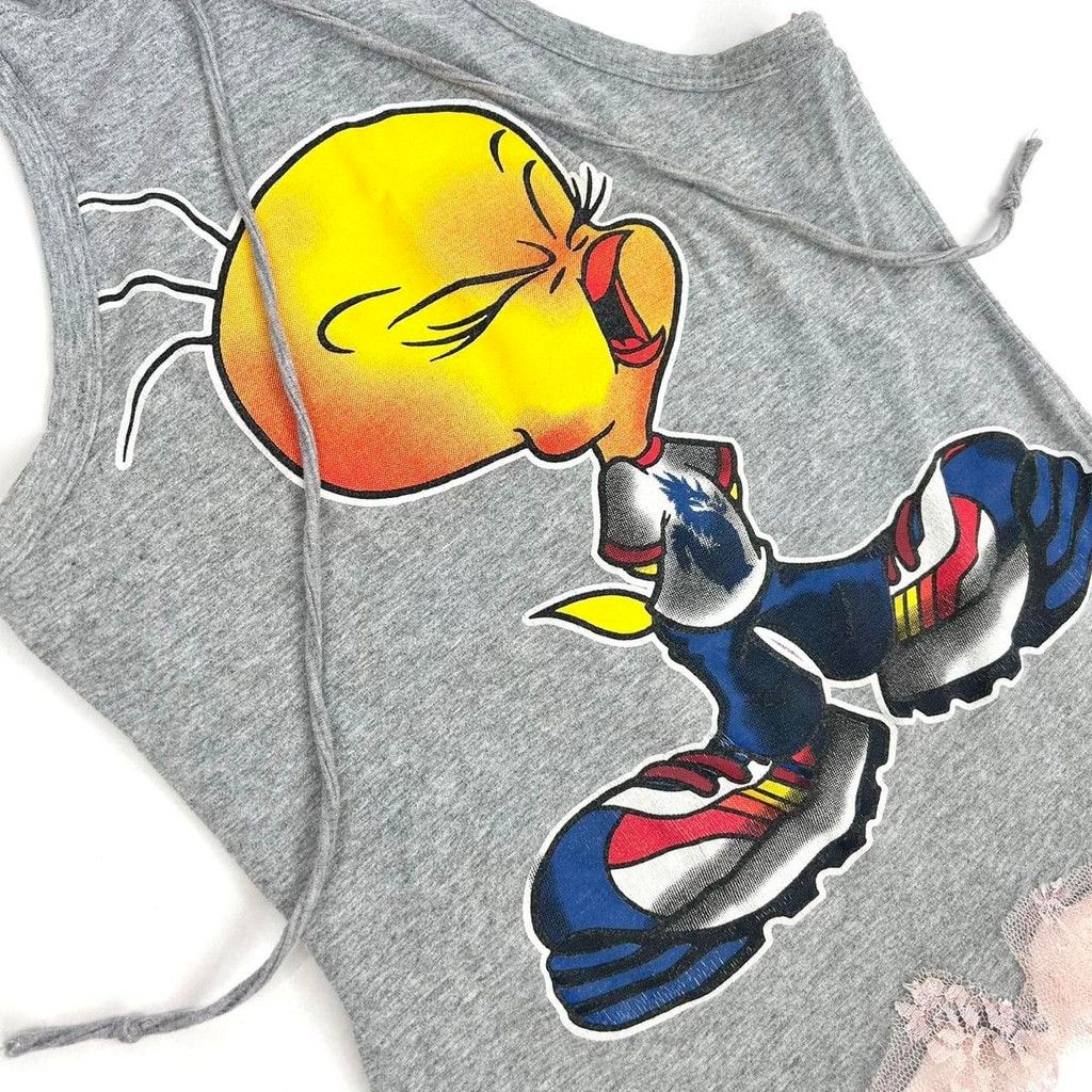 Vintage y2k euro tweety bird gray hooded tank top Size S / US 4 / IT 40 - 8 Thumbnail