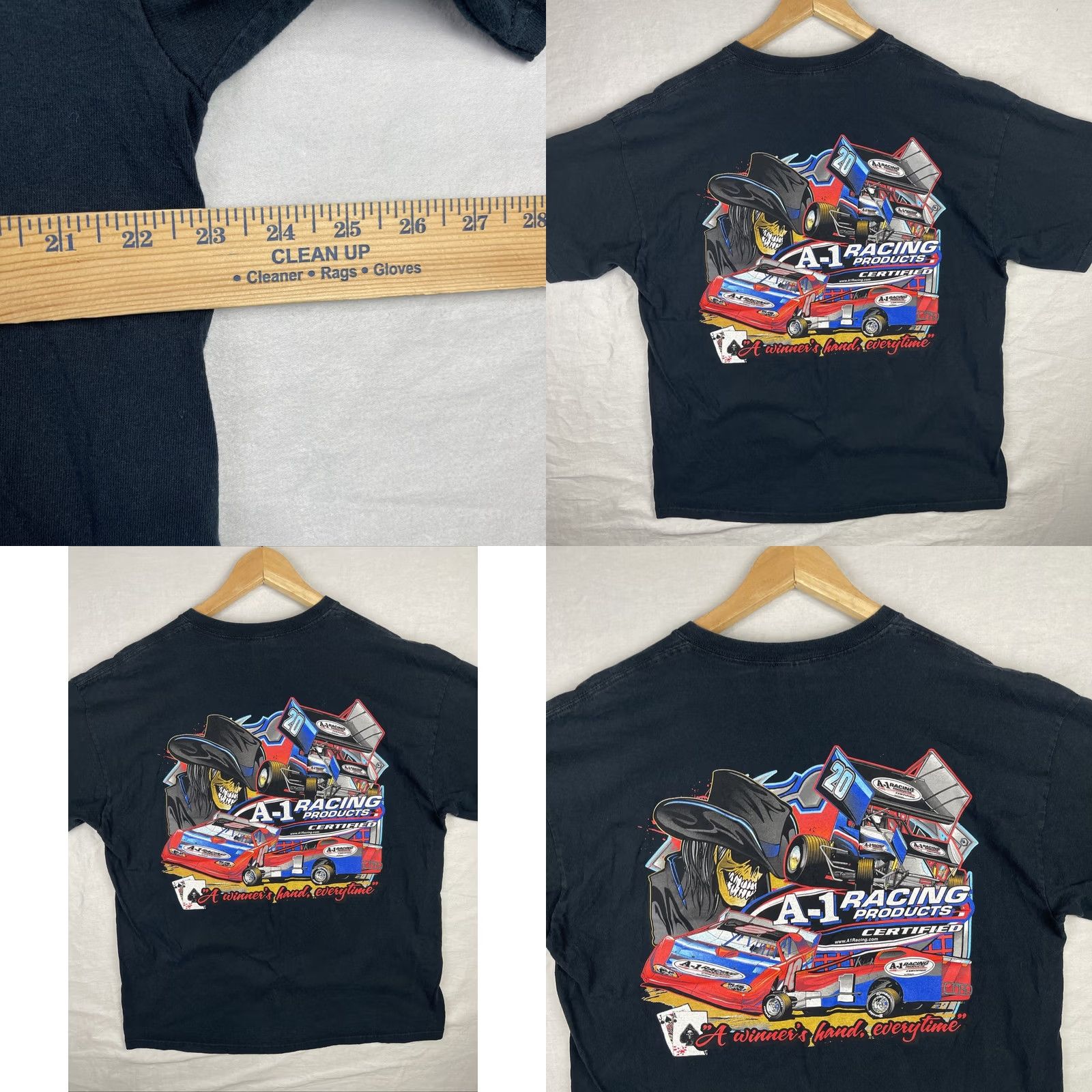 Gildan A1 Racing Shirt Mens XL Black Racing Motorsport Cars A Winners Hand Every Time Shirt Size US XL / EU 56 / 4 - 8 Thumbnail