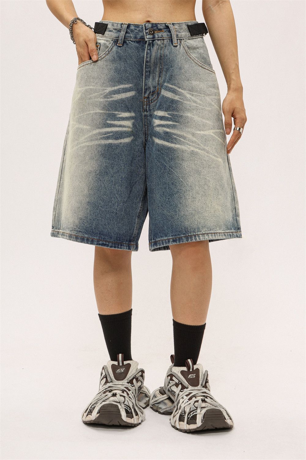 Japanese Brand × Vintage Water Ripples Denim Short Size US 28 / EU 44 - 1 Thumbnail