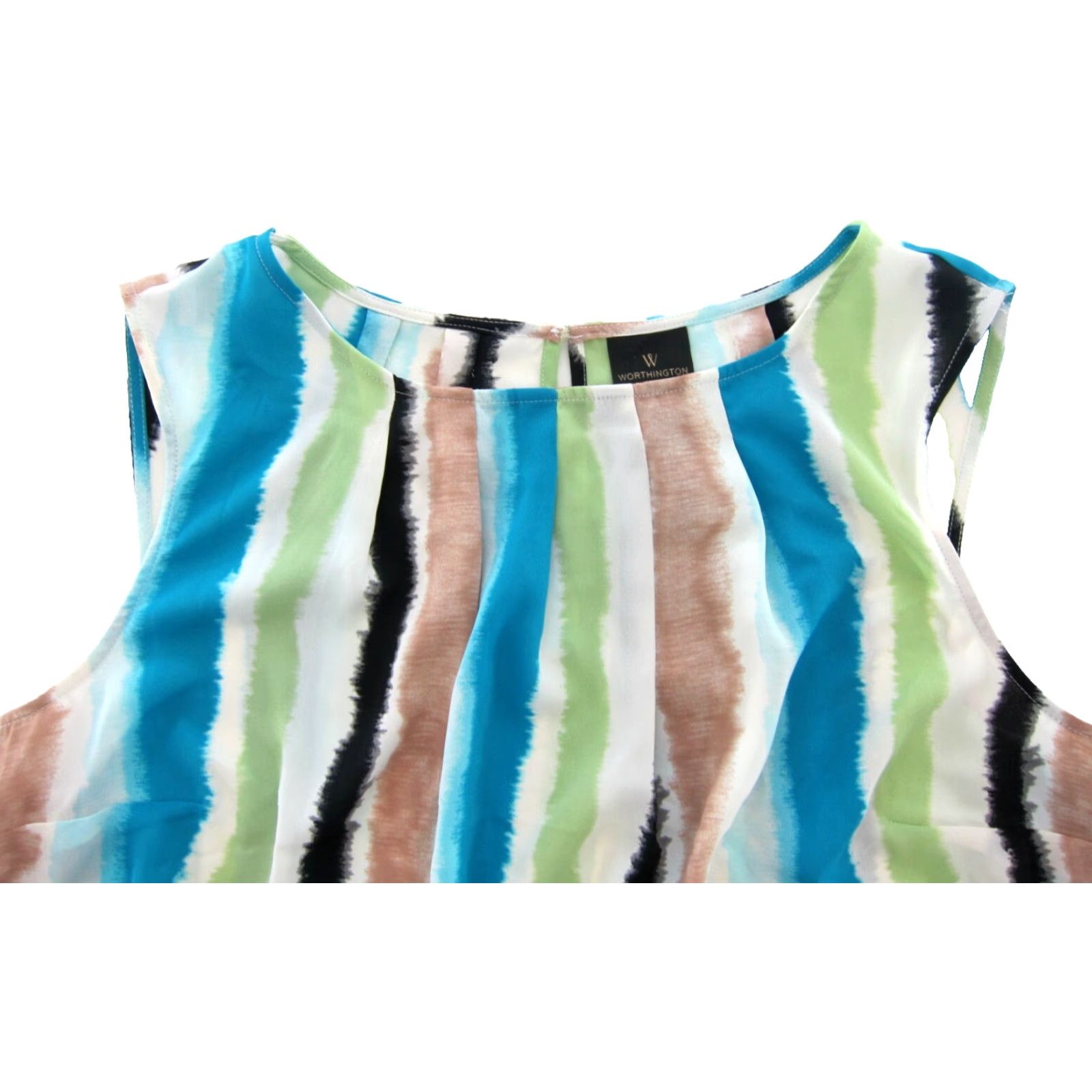 Worthington Worthington Tank Women NWT Sophia Stripe Blue Pattern Sheer Round Neck Pullover 0X Plus 3/4? Size XL / US 12-14 / IT 48-50 - 4 Thumbnail