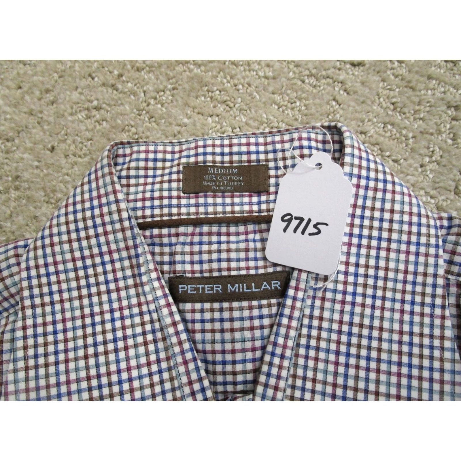 Peter Millar Peter Millar Shirt Men Medium Multicolor Check Long Sleeve Cutaway Collar Cotton Size US M / EU 48-50 / 2 - 7 Thumbnail