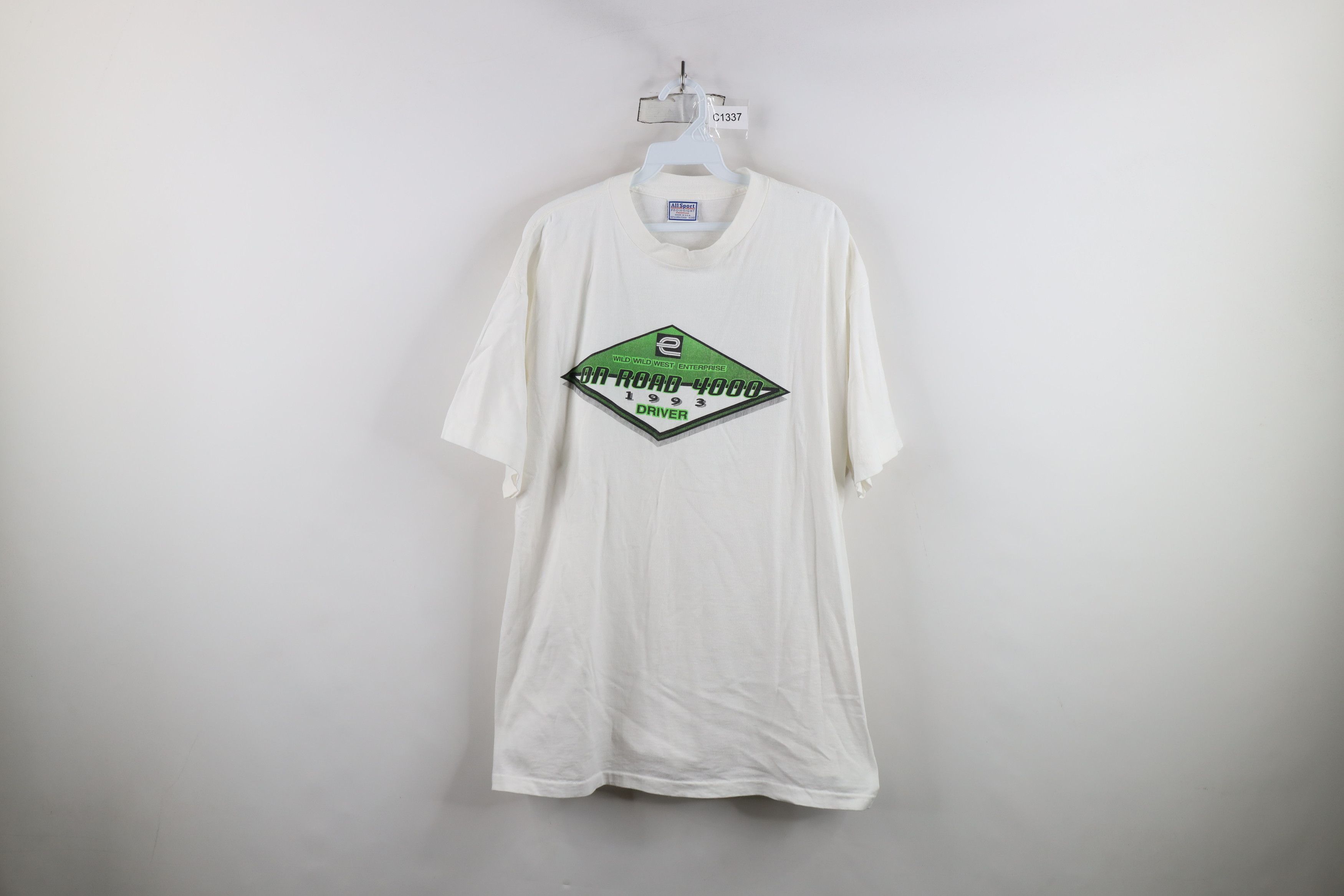 Vintage Vintage 90s Wild Wild West On Road 4000 Car Race T-Shirt USA Size US XL / EU 56 / 4 - 1 Thumbnail