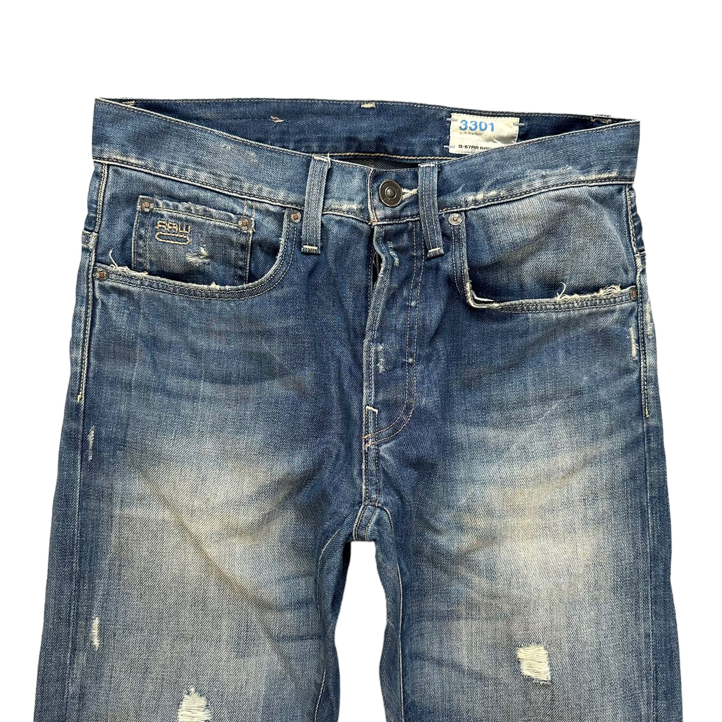 G-Star 3301 by G Star Raw Fly Button Distressed Denim Pant #9110-57 Size US 29 - 2 Thumbnail