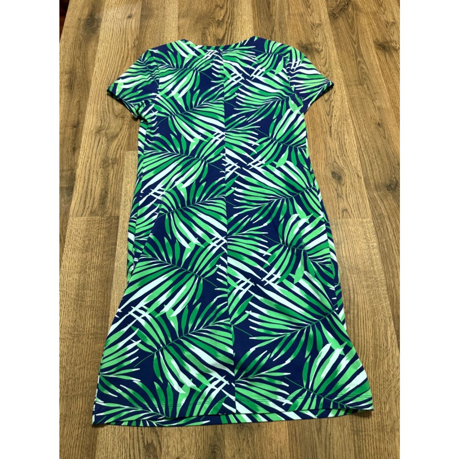 Old Navy Old Navy Dress Women’s Small Blue Green White Short Sleeve Allover Print Knee Length Casual Shift Dress with Free Returnss Size 28" / US 6 / IT 42 - 2 Thumbnail