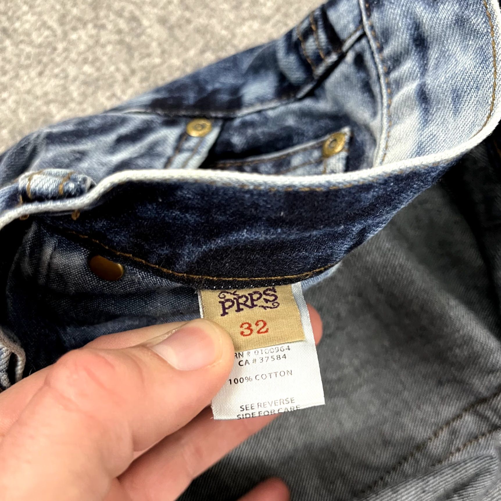 Prps PRPS Jeans Mens 32x34 Acid Blue Wash Denim Button Fly Hip Hop Streetwear E69P92P Color Blue Solid 5-Pocket Design Regular Straight Jeans Men Size US 32 / EU 48 - 6 Thumbnail