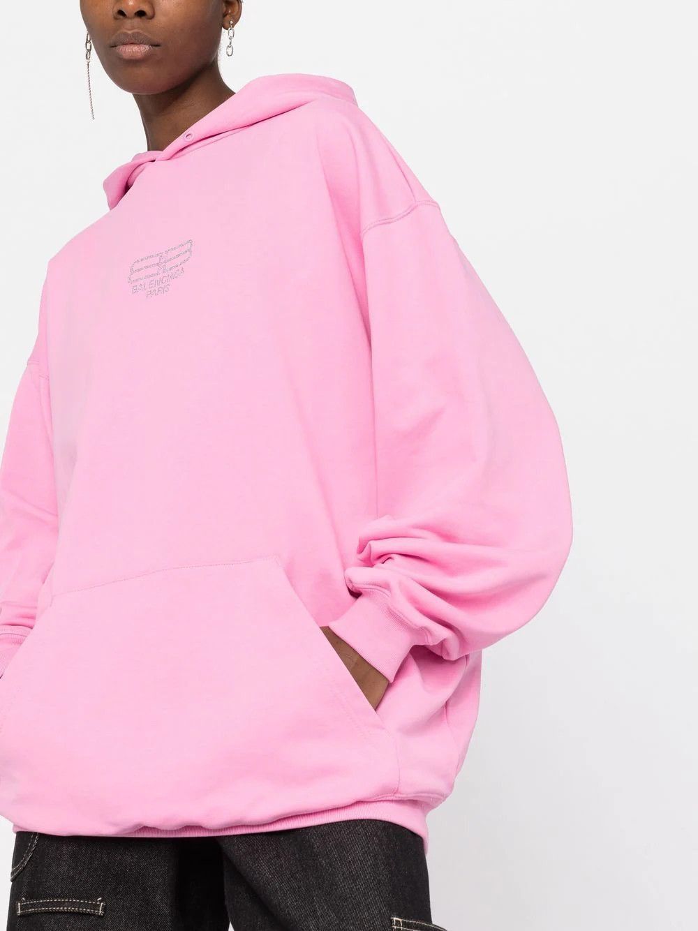 Balenciaga o1s1wg110824 BB Paris Icon Hoodie Medium Fit in Pink Size XL / US 12-14 / IT 48-50 - 4 Thumbnail