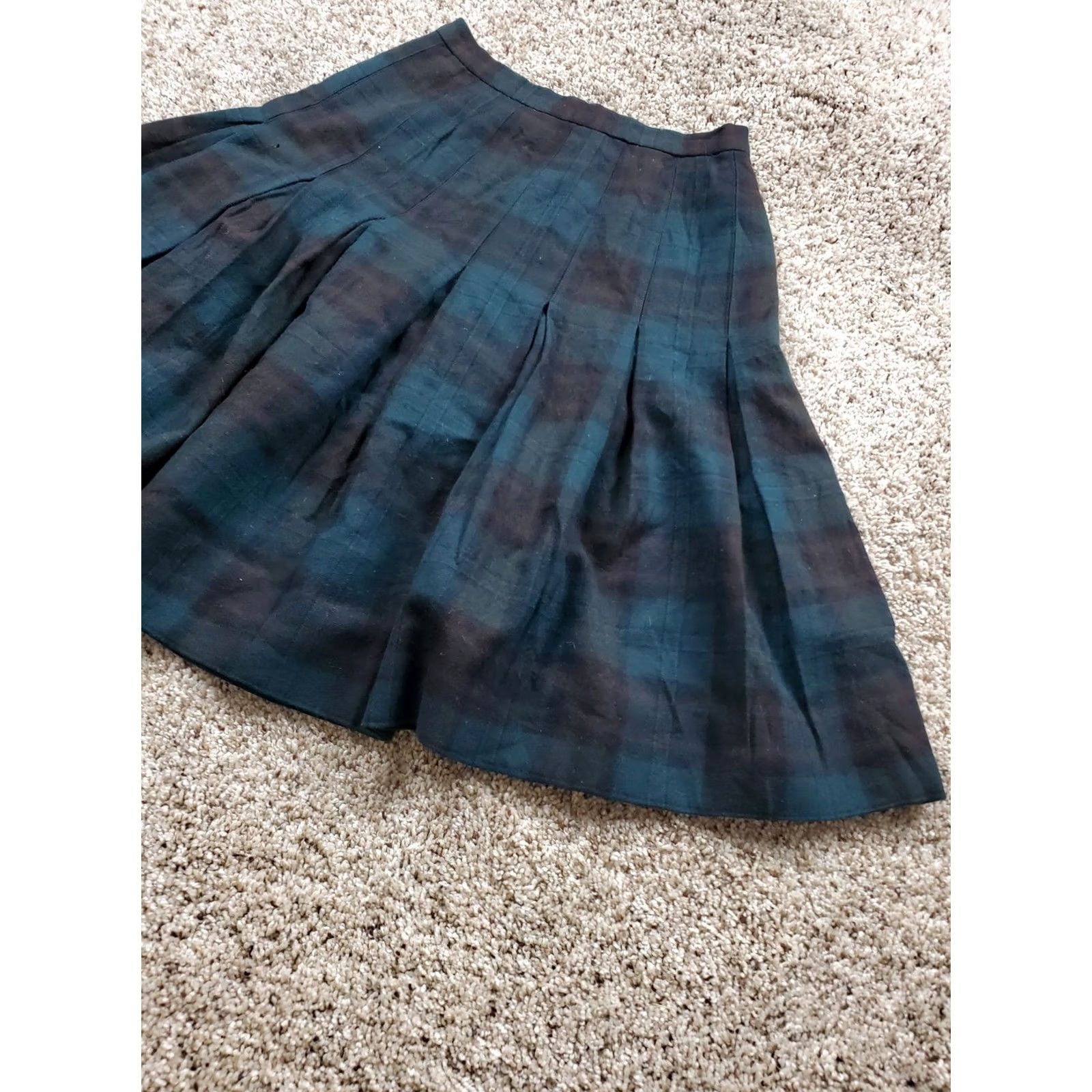 Vintage VINTAGE Highland Queen Skirt Womens 10 Green Blue Tartan Wool Pleated Calvet Canada 90s Size 32" / US 10 / IT 46 - 3 Thumbnail