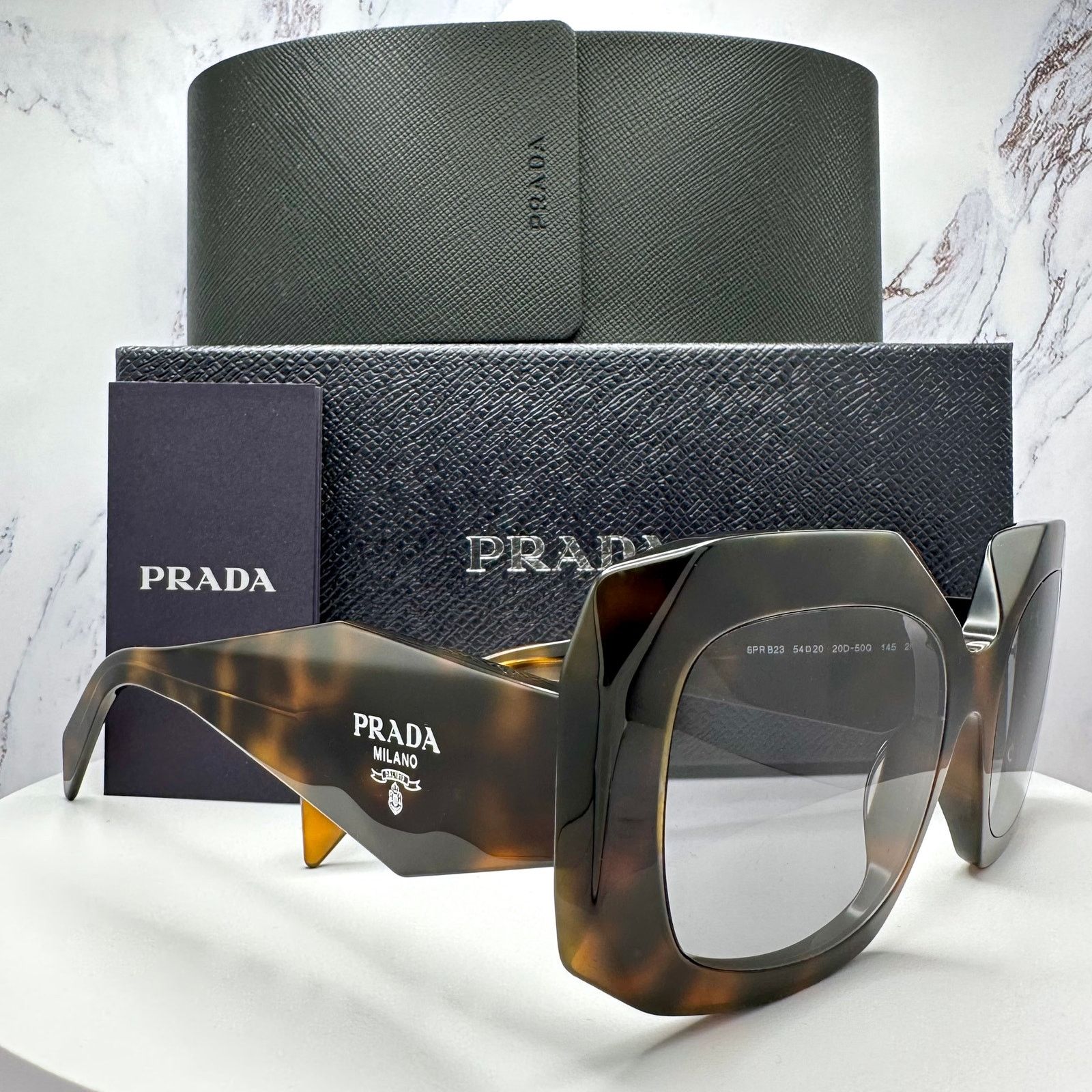 Prada New PRADA Sunglasses Brown Juniper Tortoise Gray Lens Square Size ONE SIZE - 2 Thumbnail