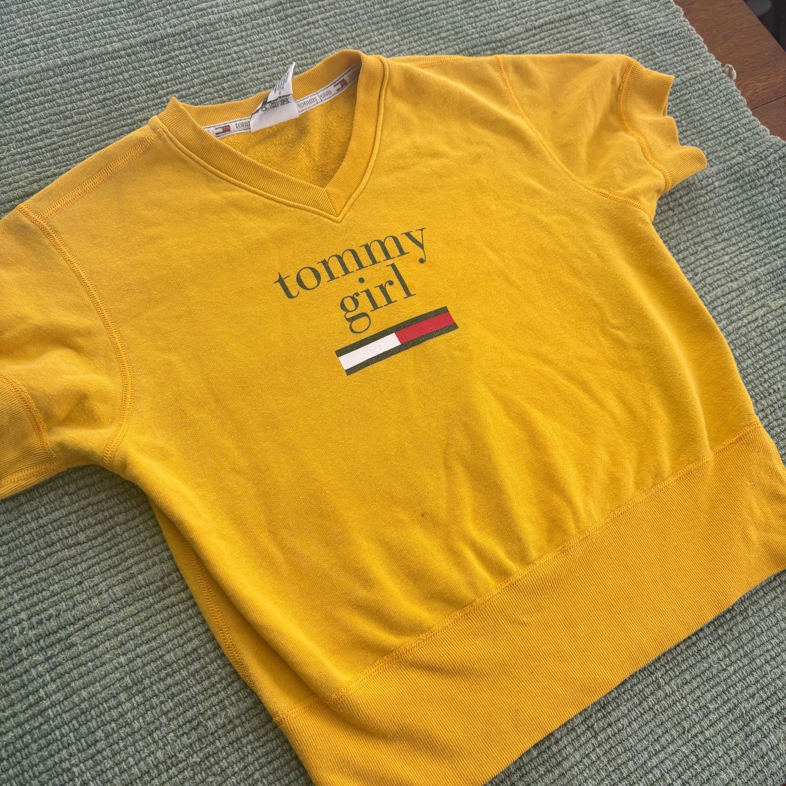 Tommy Hilfiger × Vintage Vintage 90s womens yellow Tommy Girl sweatshirt short sleeve Size M / US 6-8 / IT 42-44 - 5 Thumbnail