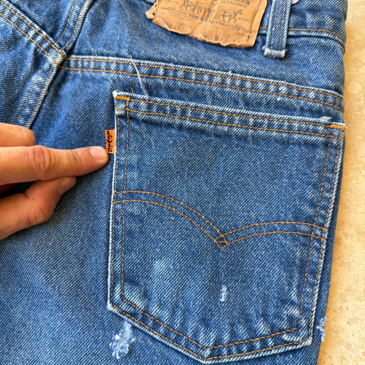 Levi's 90s vintage darkwash blue levis bootcut jeans orange tab Size US 31 - 4 Thumbnail