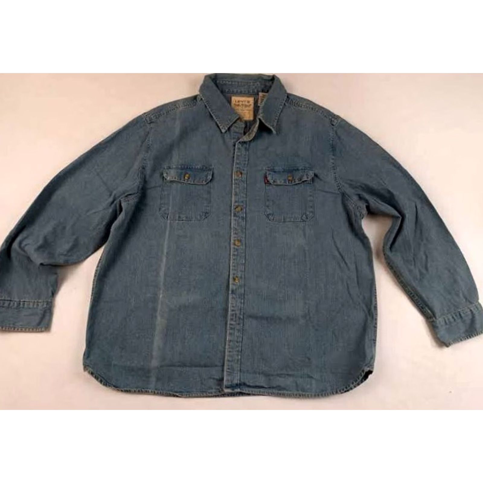 Levi's VINTAGE Levi's Blue Denim Full Button Shirt 2XL Men EUC Horse Double Size US XXL / EU 58 / 5 - 4 Thumbnail
