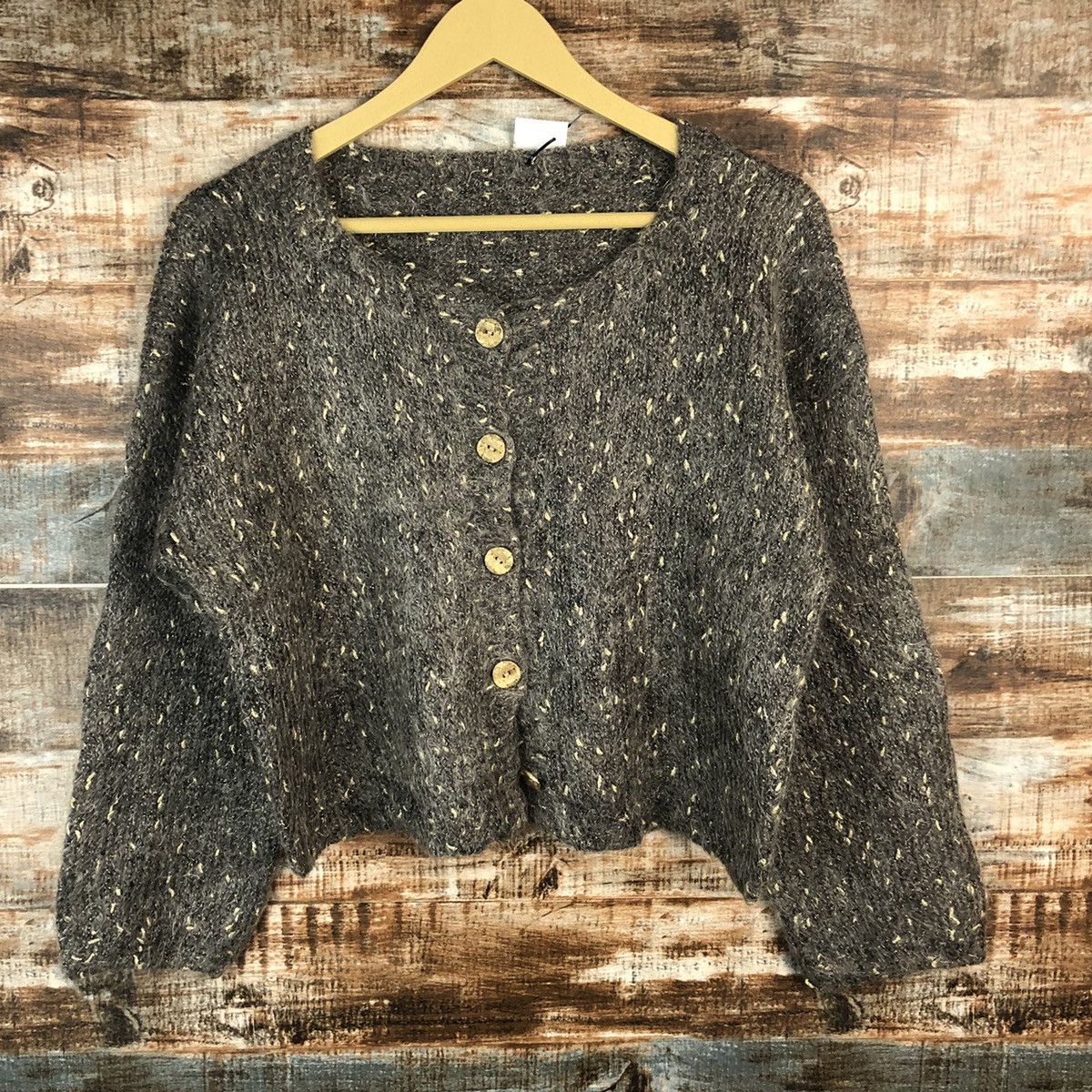 Vintage Japan vintage mohair Grey Cardigans Knitwear #A1892 Size S / US 4 / IT 40 - 3 Thumbnail