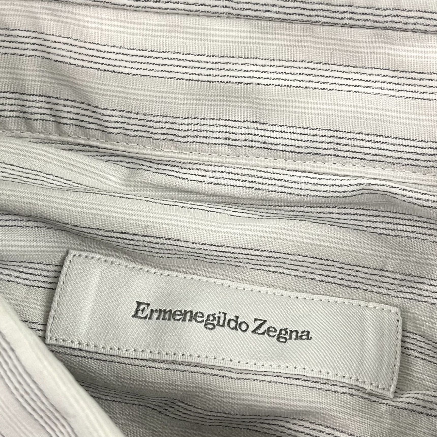 Ermenegildo Zegna VINTAGE Ermenegildo Zegna Dress Shirt Men 42 16.5 Gray Striped Long Sleeve Business Casual Formal Size 42R - 2 Thumbnail