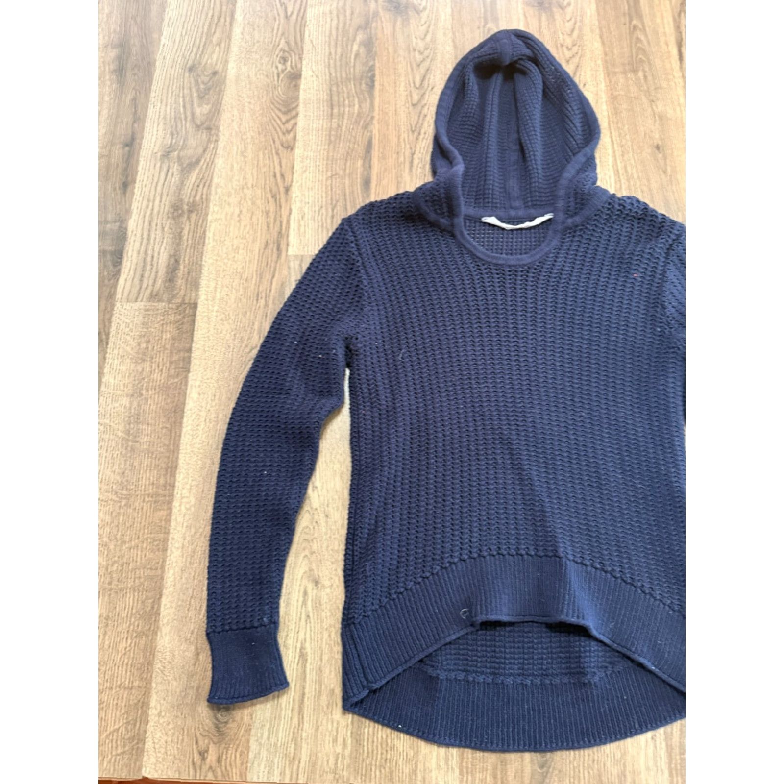 Athleta Athleta Sweater Womens XS Blue Pullover Hooded V-neck Ribbed Knit Shirt Size XS / US 0-2 / IT 36-38 - 3 Thumbnail