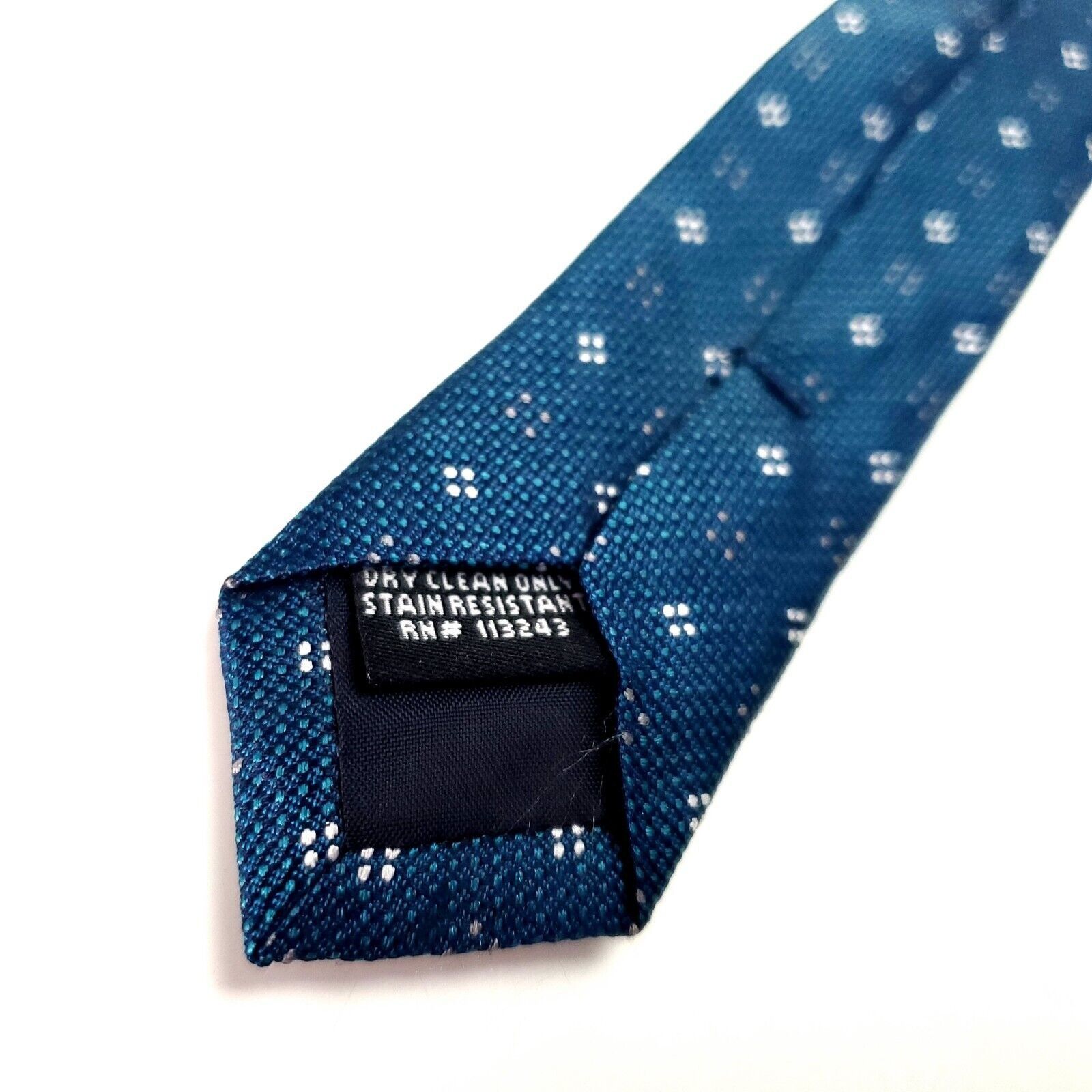 The Tie Bar The Tie Bar Dark Blue Silk Tie Woven Skinny Geometric Size ONE SIZE - 5 Thumbnail
