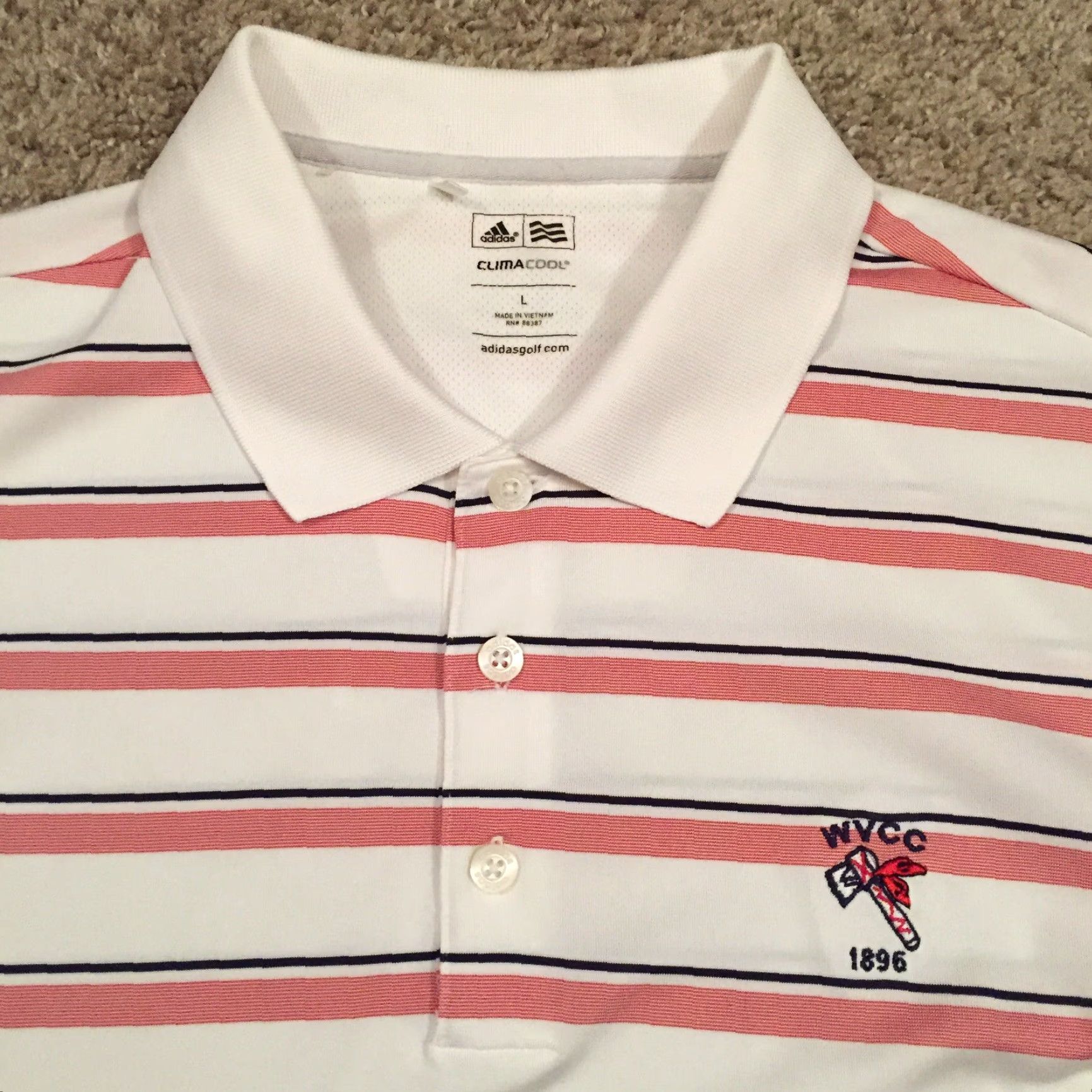 Adidas Adidas Polo Shirt Mens Large Red Striped Short Sleeve Climacool Polo Shirt L Red Mens Size US L / EU 52-54 / 3 - 3 Thumbnail
