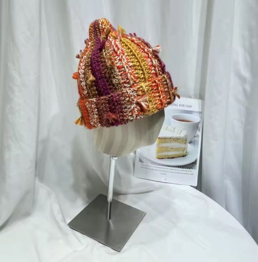 Japanese Brand Niche Colored Fringed Wool Beanie Hat Size ONE SIZE - 3 Thumbnail