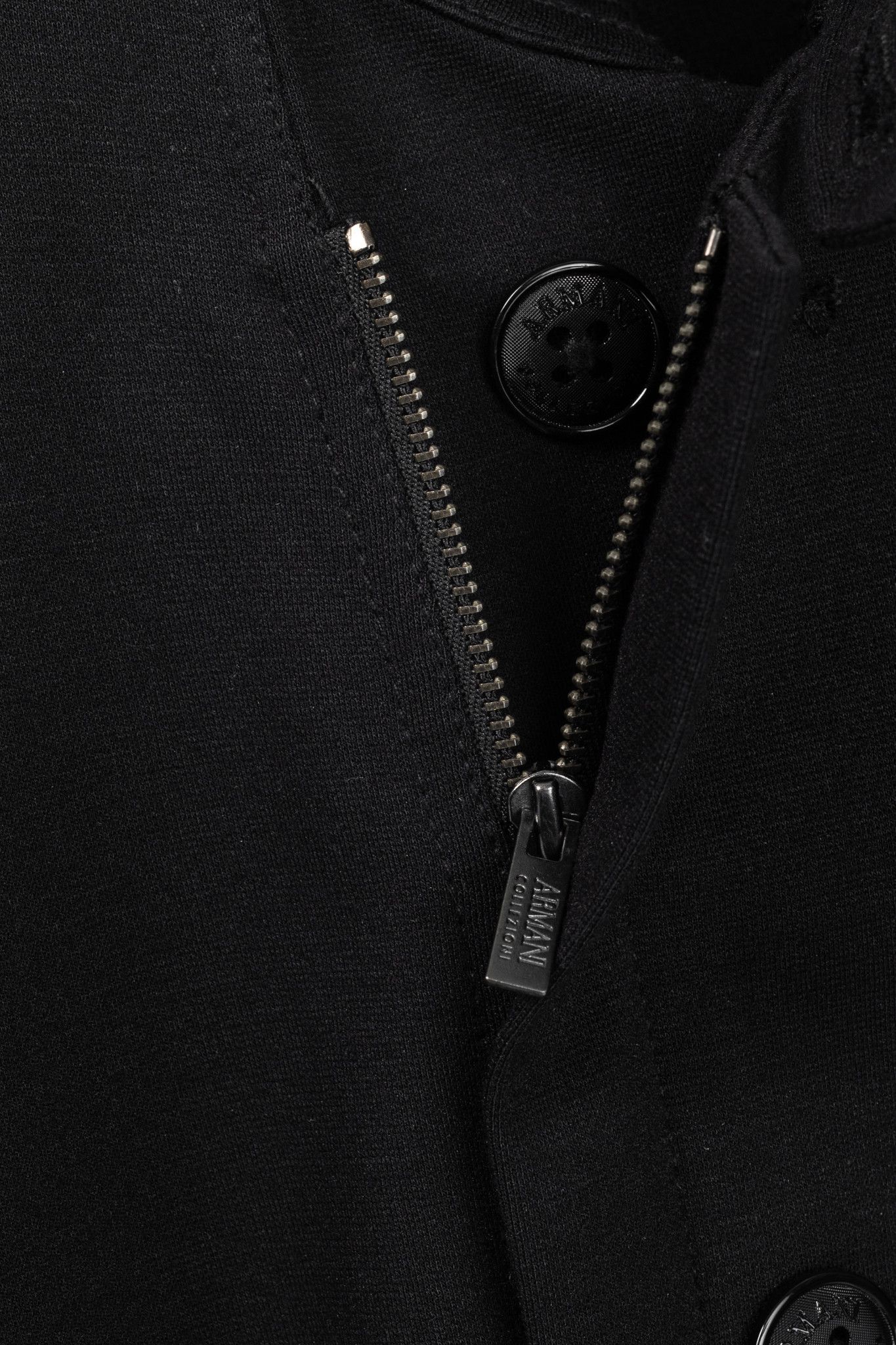 Armani Collezioni Armani Collezioni Black Jersey Buttoned Stand-Collar Jacket Size US M / EU 48-50 / 2 - 10 Thumbnail