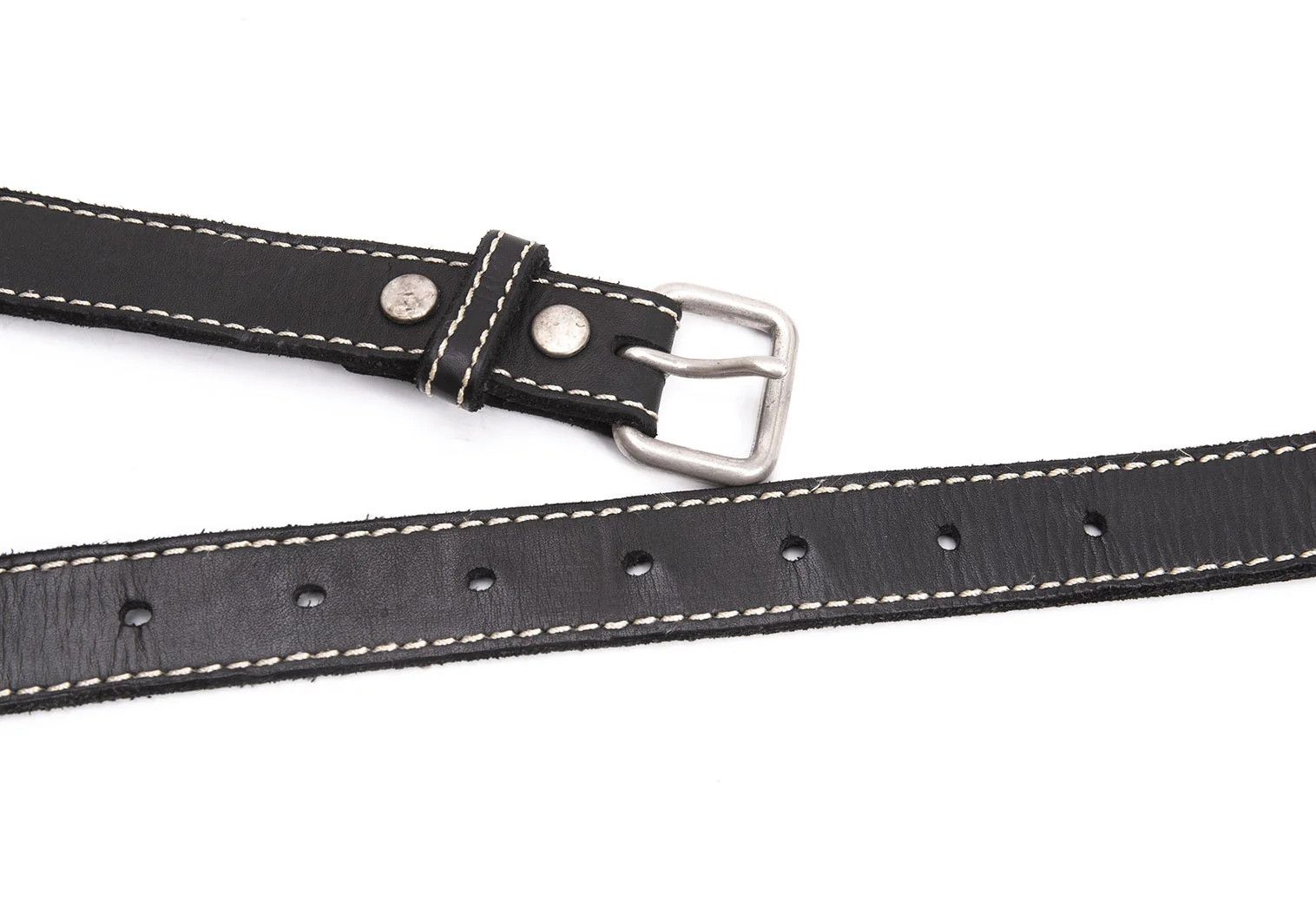 Comme des Garcons Homme Plus Stitched Leather Belt in Black, Size S Size ONE SIZE - 3 Thumbnail