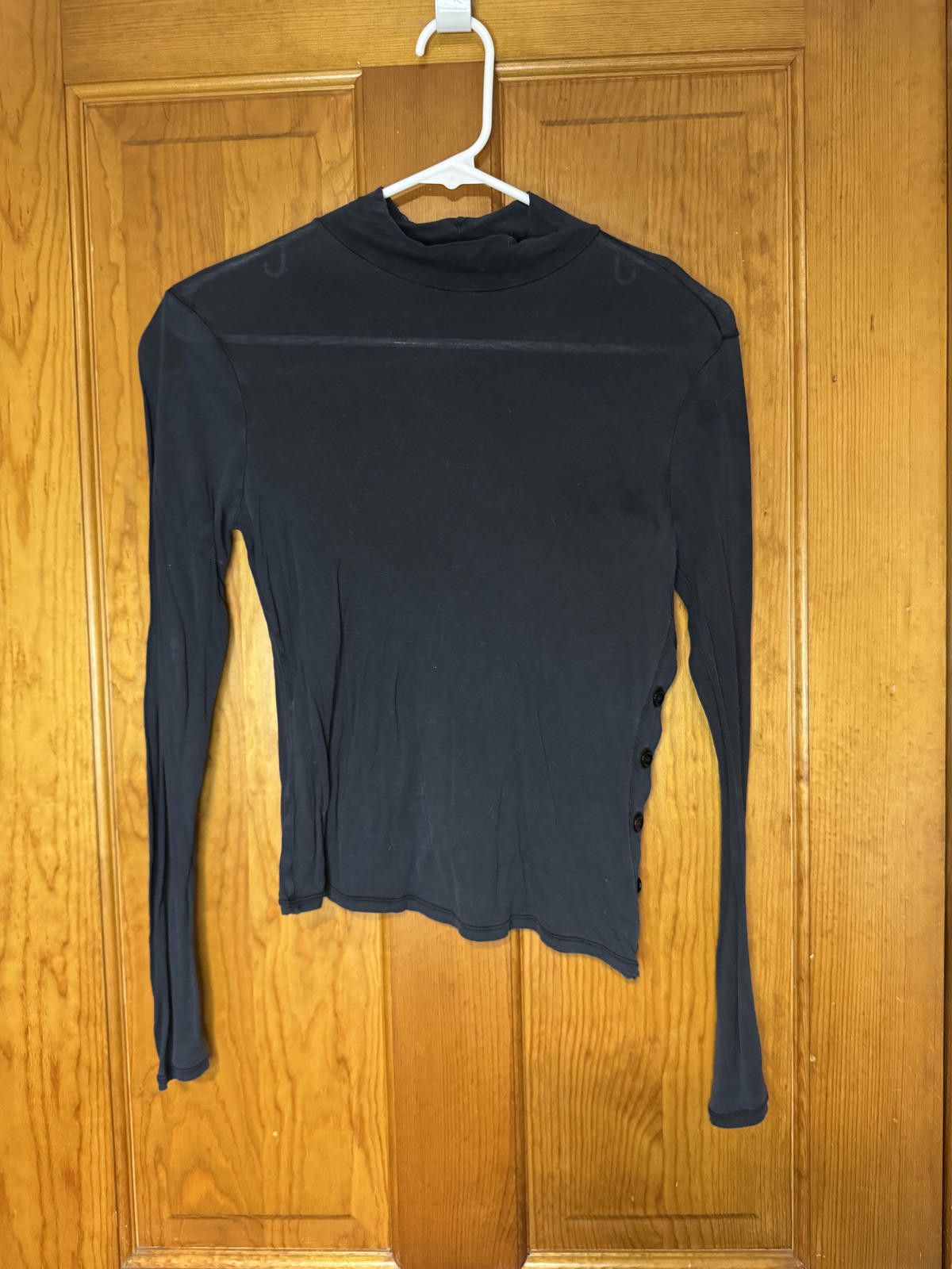 Unknown London Black Long Sleeve Women's Top with Side Button Detail Size ONE SIZE - 1 Thumbnail