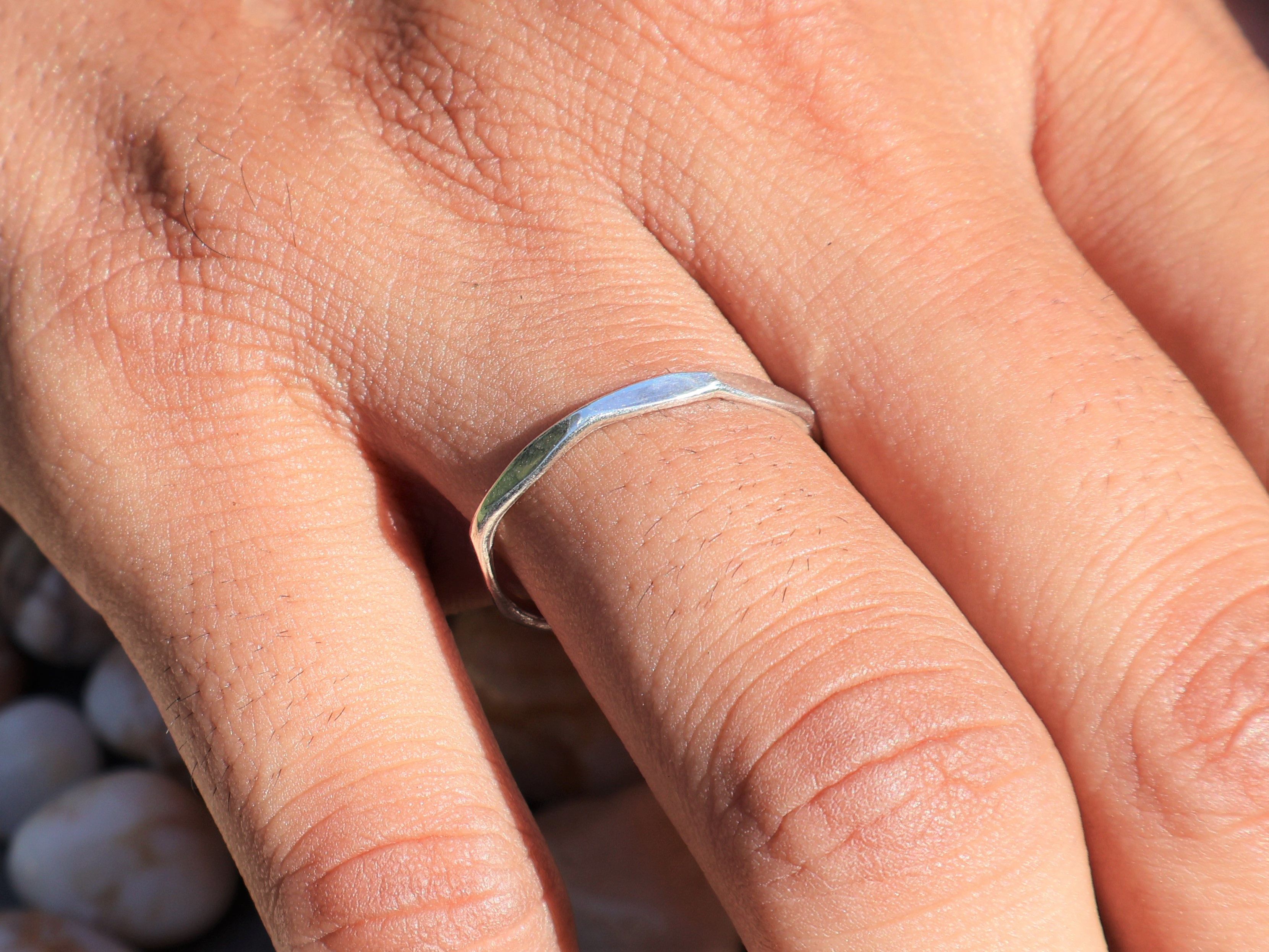 Handmade Silver Band Ring, Sterling Silver Band, Handmade Dainty Ring Size ONE SIZE - 6 Thumbnail